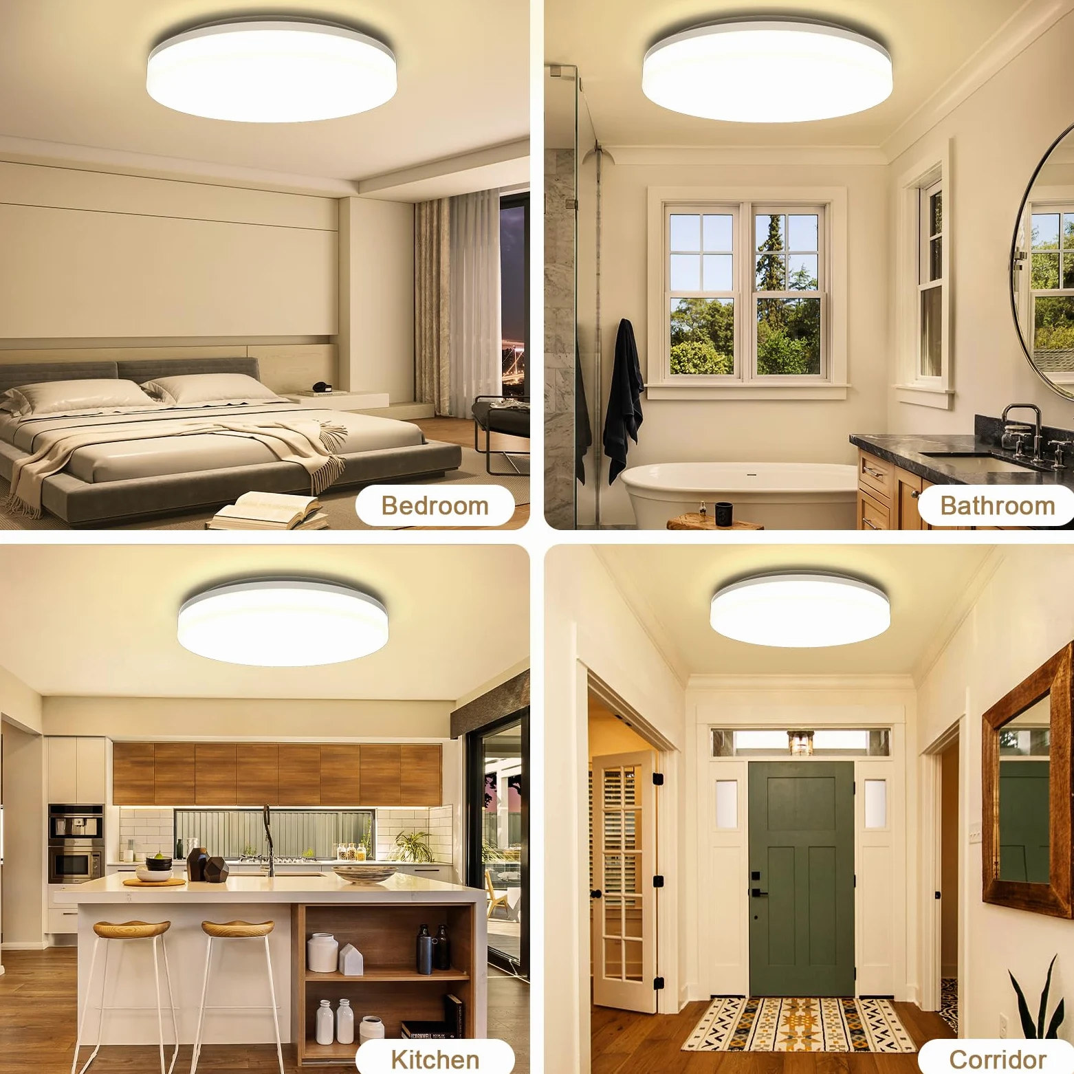 18W moderno impermeabile LED Lampada a soffitto tondo sottile plafoniera 1650lm Bianco caldo 3000K plafoniere a led per Soggiorno Sala da pranzo Camera da letto Bagno Cucina Balcone Corridoio