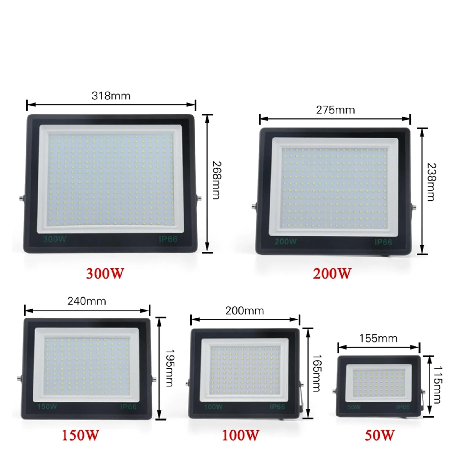 Proiettore A LED Da 300 W Illuminazione For Esterni IP67 Proiettore Da Giardino In Vetro Temperato Proiettore 200 W 150 W 100 W Faretti da Esterno(300W)