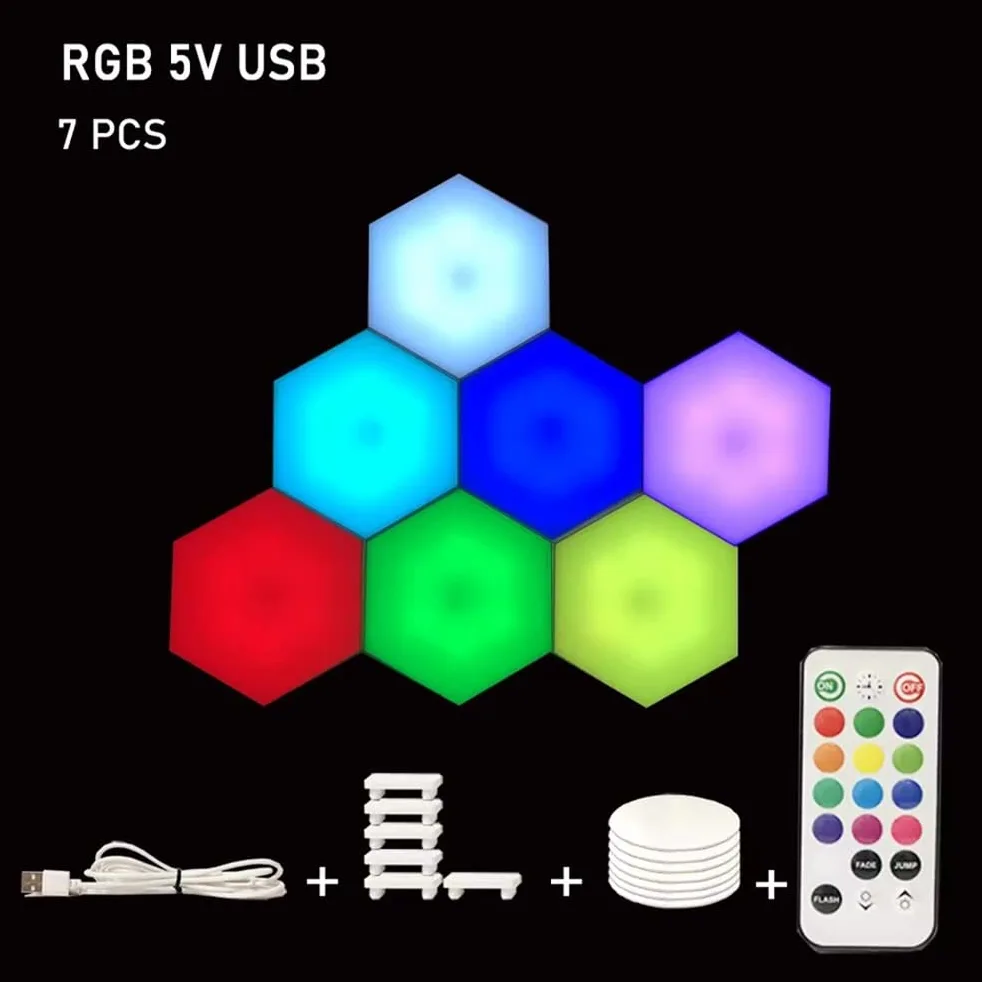 Ulalaza 7PCS LED Esagonale Applique Da Parete A Nido D'ape Luci Notturne FAI DA TE Modulare Sensibile Al Tocco Lampade Assemblaggio di Geometria Creativa per Home Office Hotel Bar