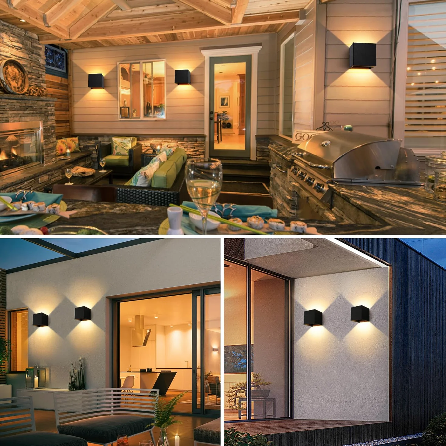 ledmo 4 Pezzi Applique da Parete Interno/Esterno 12W LED Moderno Lampada da Parete Angolo Regolabile del Fascio su e giù Bianco caldo 3000K Applique Esterno Impermeabile IP65 Per giardini, corridoi