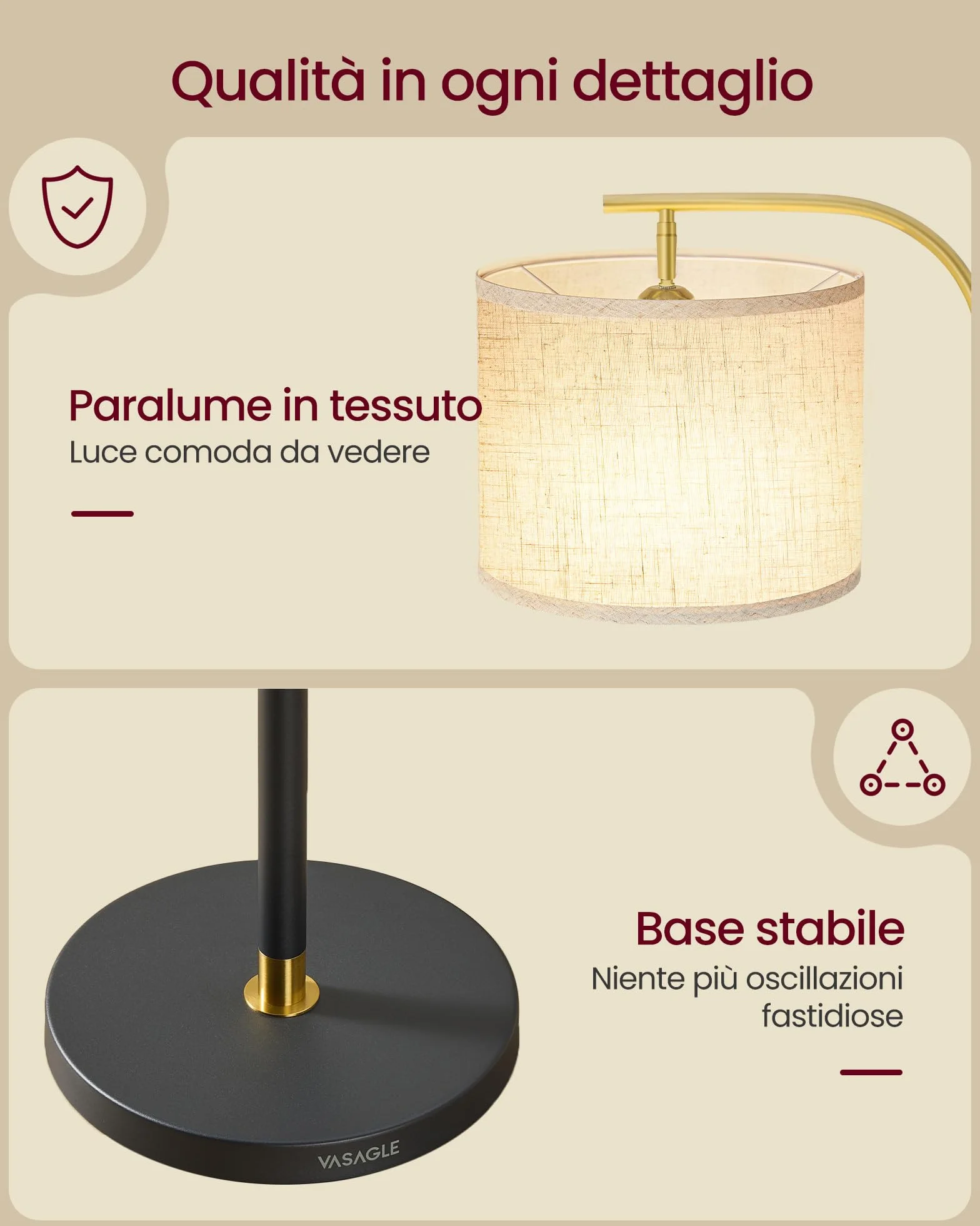 VASAGLE Lampada da Terra, Regolabile in Altezza 151-176 cm, Attacco E27 | Lampada da Lettura, Interruttore a Pedale, Paralume in Tessuto, Colore Nero Opaco, Collezione LUSIA LFL006BD02
