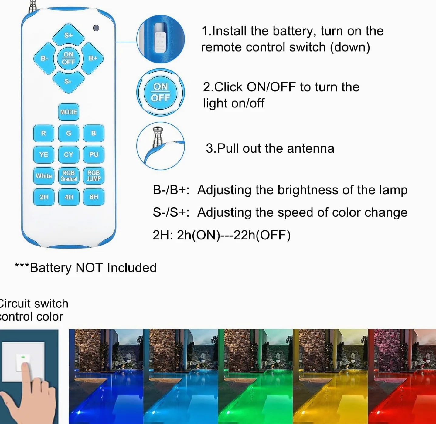 RGB Poolbeleuchtung, 54 W PAR56 Pooscheinwerfer Timing 2/4/6H con telecomando, lampada da piscina IP68 impermeabile, 12 V AC/DC