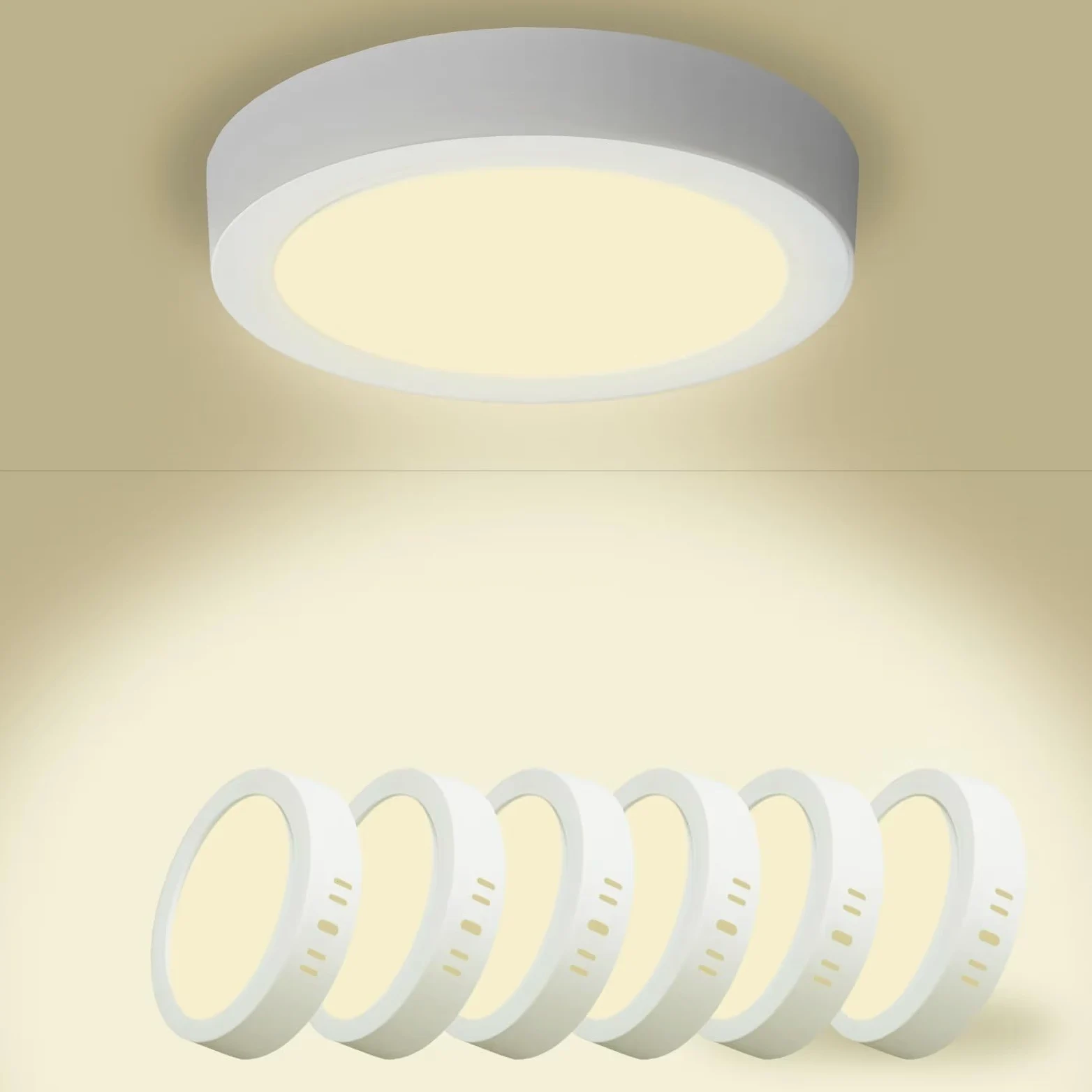 Yexati 6 Pezzi Plafonieraiera LED Soffitto 15W 1800LM, Plafoniera Superficie LED 4500K Bianco Neutro, Driver Incluso. IP44 Angolo 120 para Dormitorio Cocina Salon Baño Comedor 170 * 28Hmm