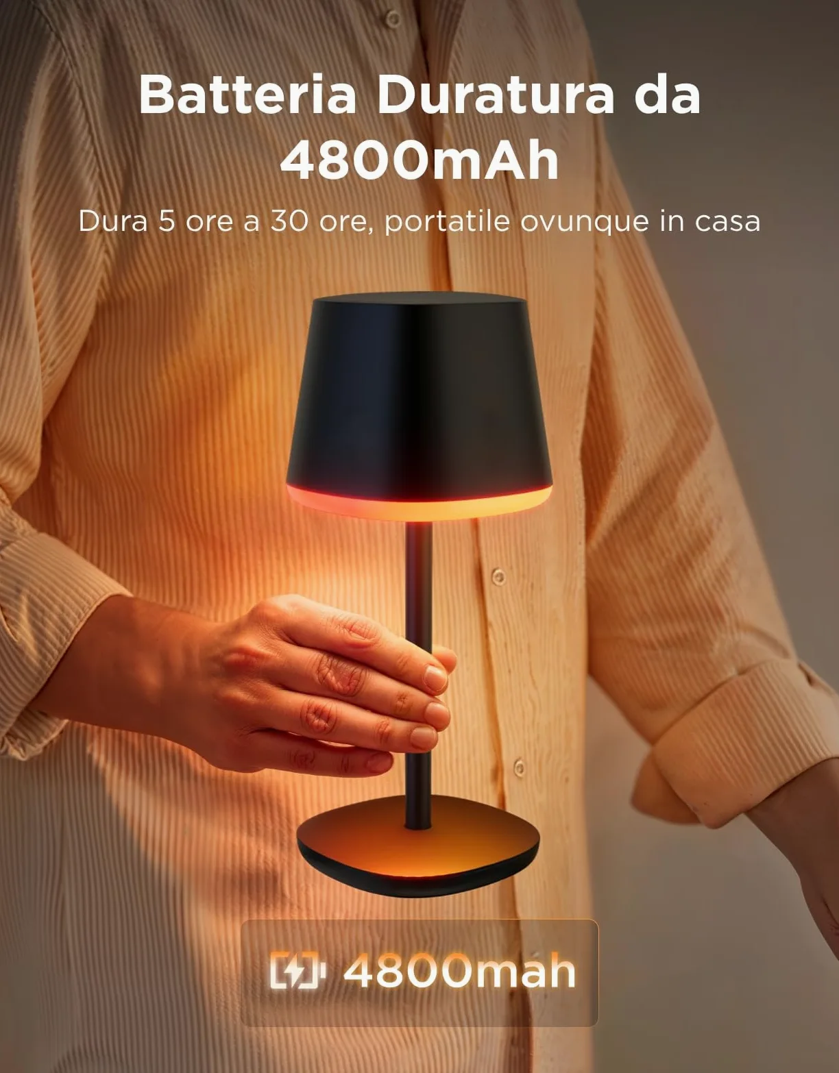 Govee Lampada da Tavolo senza Fili, RGBICWW Lampada da Comodino LED Compatibile con Mattel Alexa, Dimmerabile 500lm e Ricaricabile 4800mAh, 72 Scene, 2700-6500K per Soggiorno Camera da Letto Scrivania