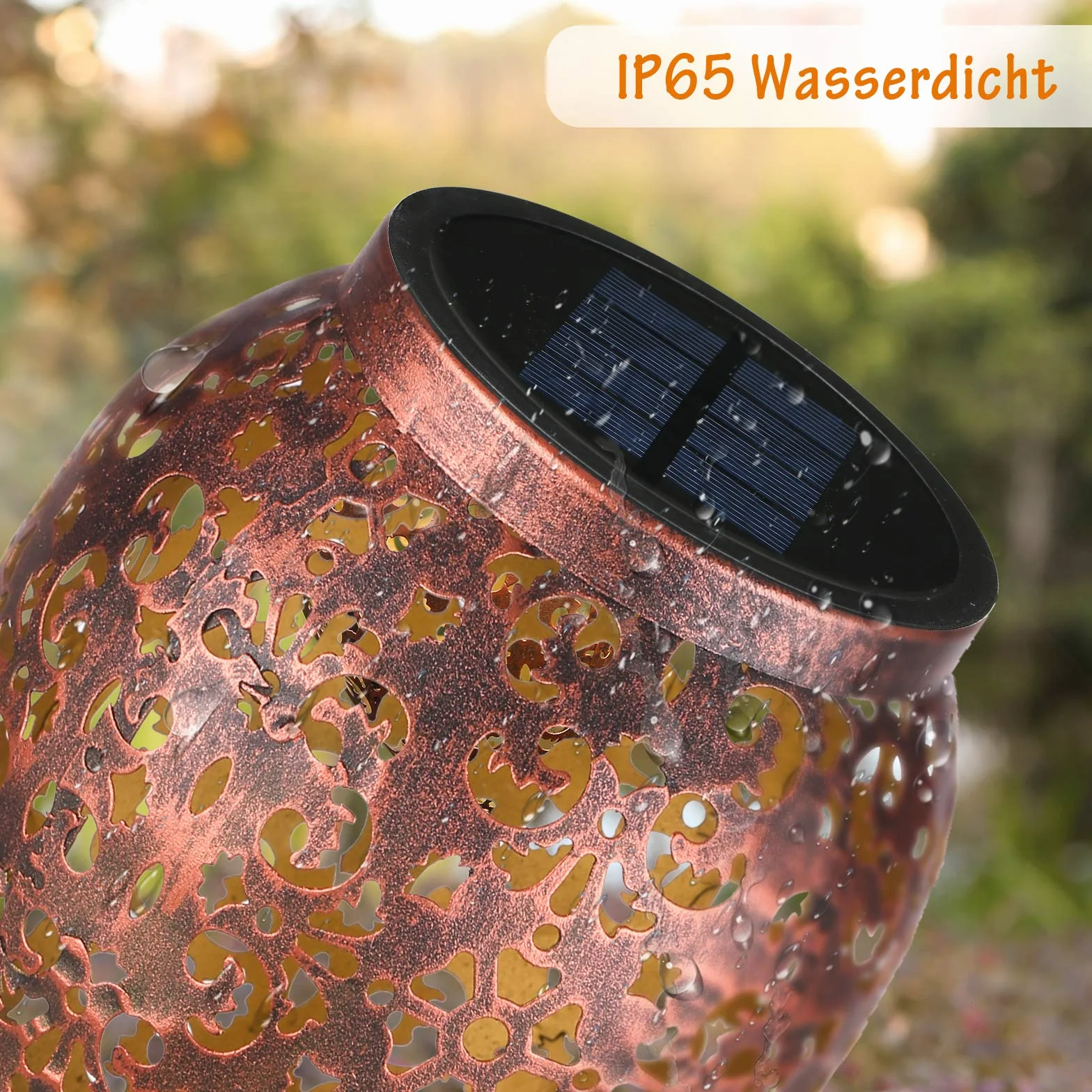 JOYCREATOR Lampade solari in metallo per esterni da giardino, 6 pezzi, luci solari per esterni, IP65, impermeabili, vintage, da giardino, a energia solare, regolabile in altezza, con picchetto per