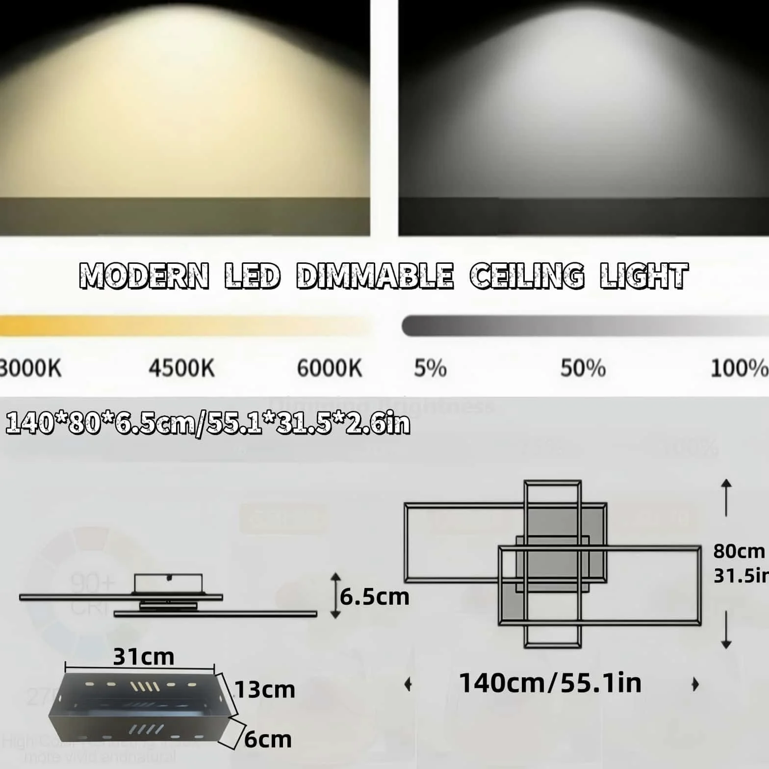 Plafoniera LED Soffitto Moderna Dimmerabile, Lampada da Salotto e Camera da Letto, Luce da Soffitto LED per Cucina, Ufficio e Soggiorno Decorativo