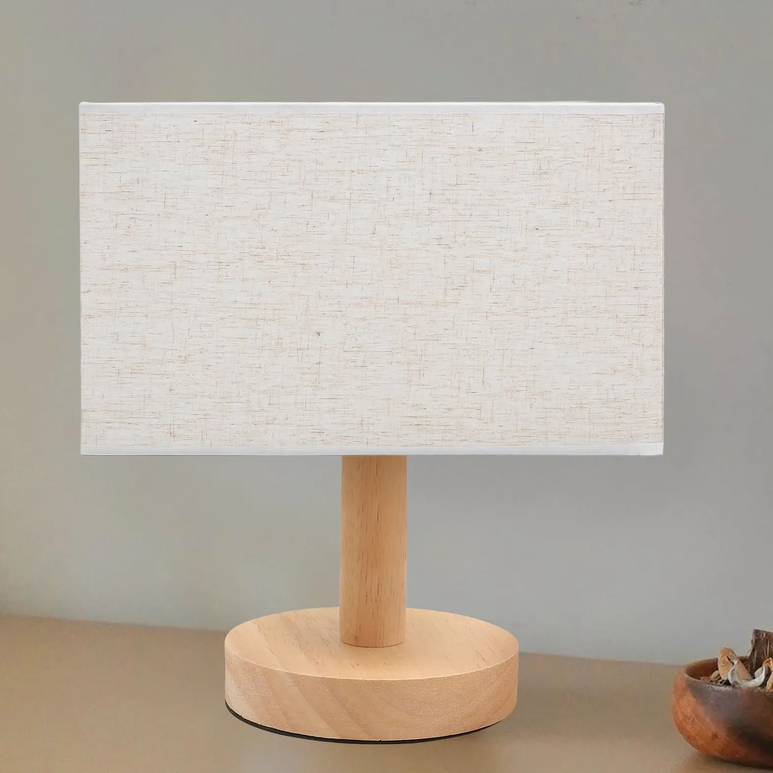 Paralume e Ferro Rettangolare in Lino Beige Protezione Luce, Facile da Installare per Arredamento Elegante e Moderno per Lampada da Tavolo