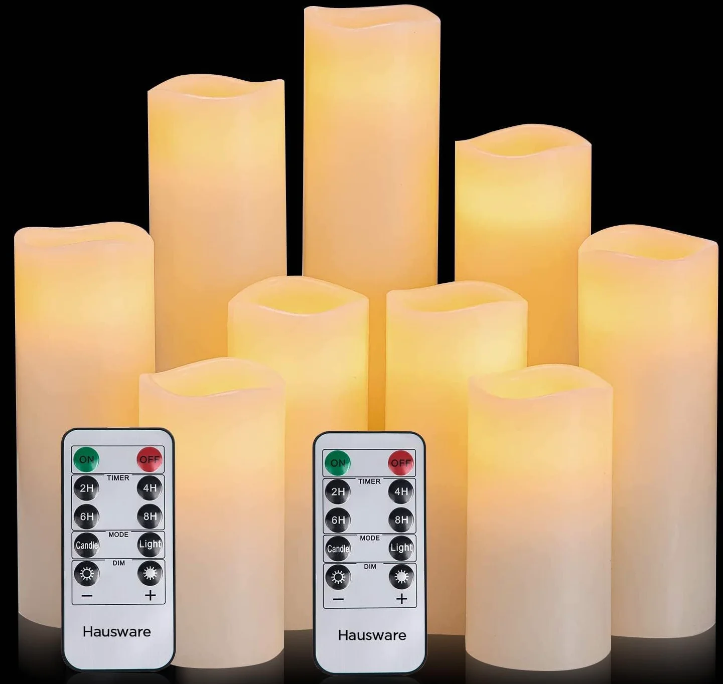 Candele senza fiamma, a batteria, set da 12 (diametro: 7,6 cm x altezza: 10,2 cm), candele a pilastro in vera cera, senza fiamma, con telecomando e timer (colore avorio)