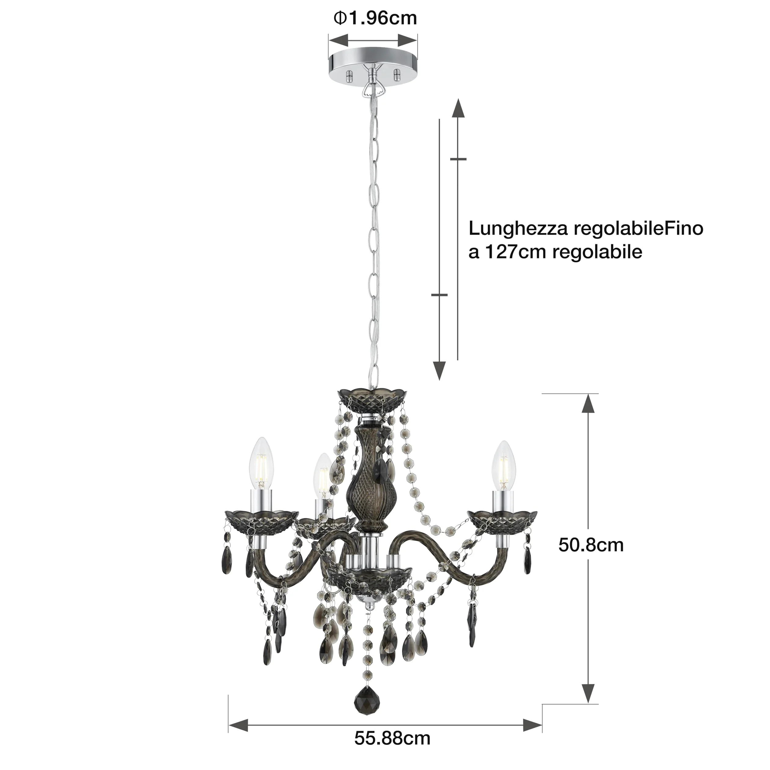GyroVu Lampadario per Soggiorno, Mini Lampada a Sospensione con 3 Luci in Acrilico con Catena Regolabile, Lampada da Soffitto Rosa per Sala da Pranzo, Soggiorno, Camera da Letto