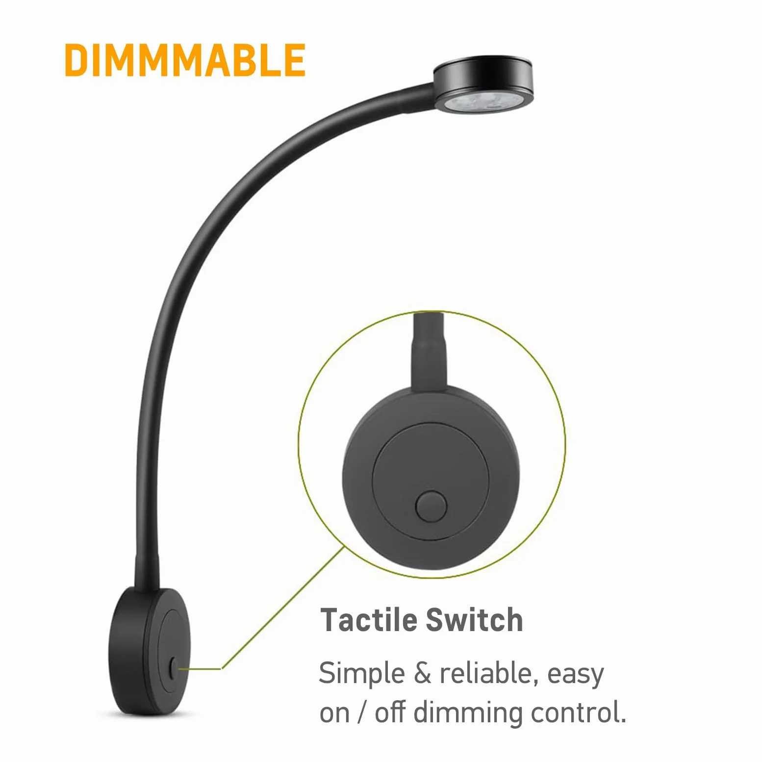acegoo Lampada da lettura LED 12V camper dimmerabile collo di cigno flessibile DC12-24V comodino con interruttore dimmer e caricatore USB per barca cabina roulotte 2PCS (nero)