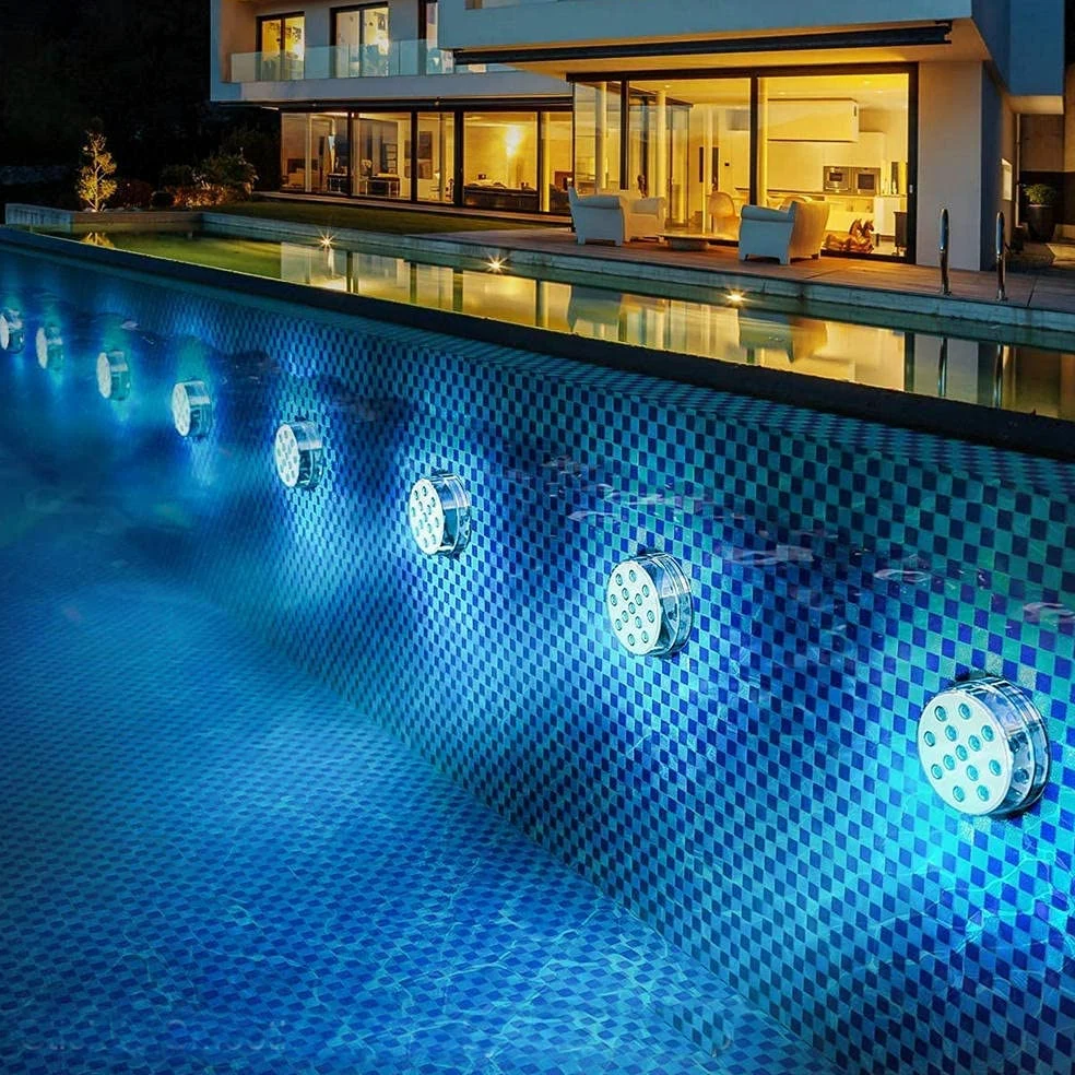 13 LED RGB Sommible Light with Magnete e ventosa Piscina luce sott'acqua acquario stagno notte luce notturna-2 controller lampada 2