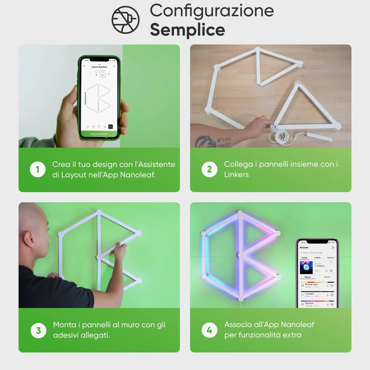 Nanoleaf Lines 60 Degrees Starter Kit, 9 Barre Luminose LED RGBW Smart e Modulari - Applique da Parete Interno Modulari, Luci Led 16M Colori WiFi