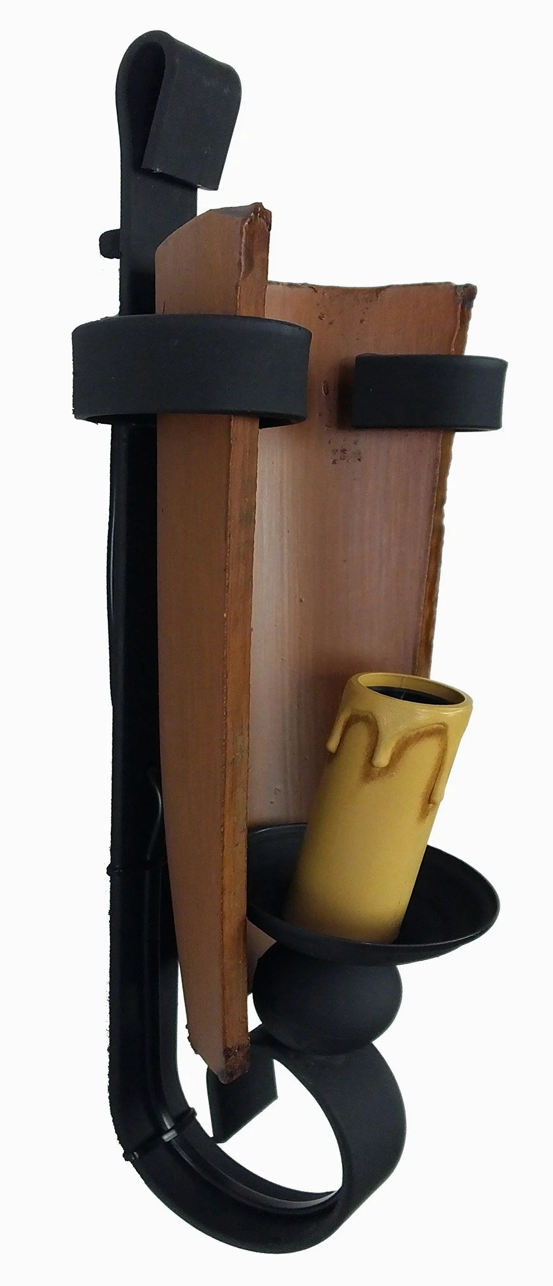 Rustiluz 49362 - Applique da parete in ferro battuto con tegola, stile rustico