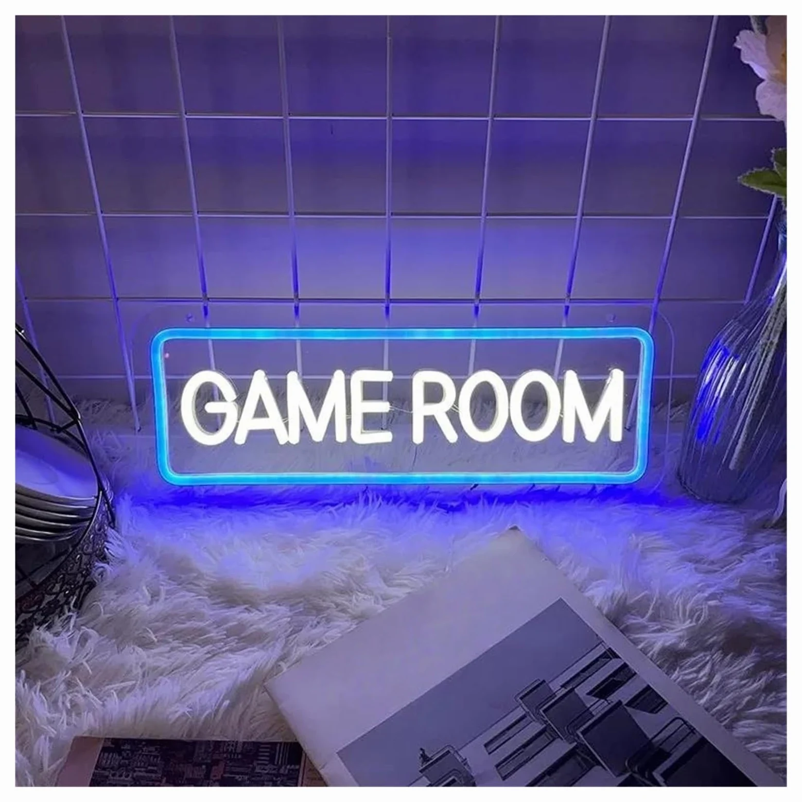 Luci al Neon Da Parete Insegna Al Neon Per Sala Giochi, Insegna Al Neon Per Videogiochi, Luce A, Decorazione Da Parete Per Cameretta Dei Bambini, Personalizzata Per Neon 30x11cm(UN)