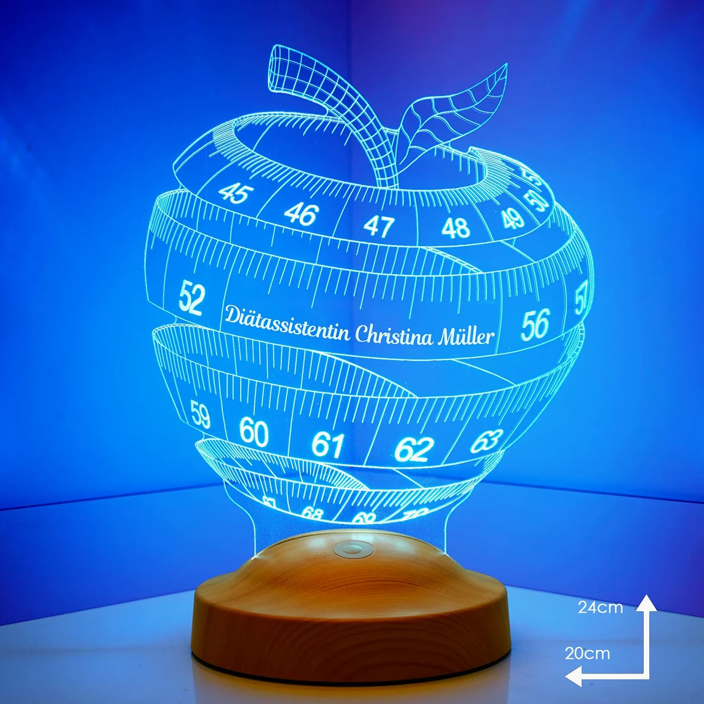 Lampada personalizzata 3D Mela led per Fitness Yoga colleghi di lavoro nutrizionisti assistente dietetico personalizzato