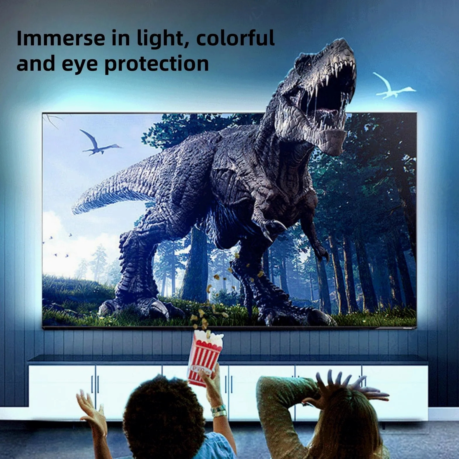 Striscia Luminosa Led Per Tv Graffiti Intelligenti Luce Ambiente Tv Retroilluminazione A Led Striscia Luminosa Con Lo Schermo Luce Di Fondo Sincrona Controllo APP Vocale In Streaming Colori(55-65in)
