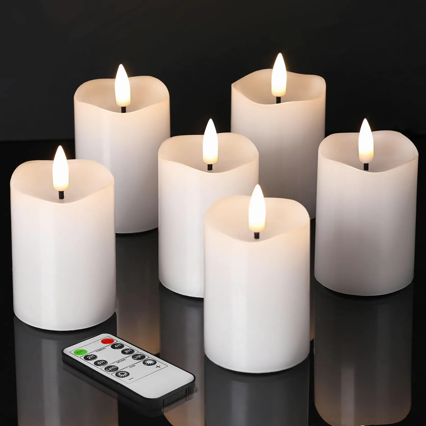 Candele votive bianche senza fiamma con batterie a distanza, 5,1 x 7,6 cm, piccole candele a LED in cera tremolanti, set da 6