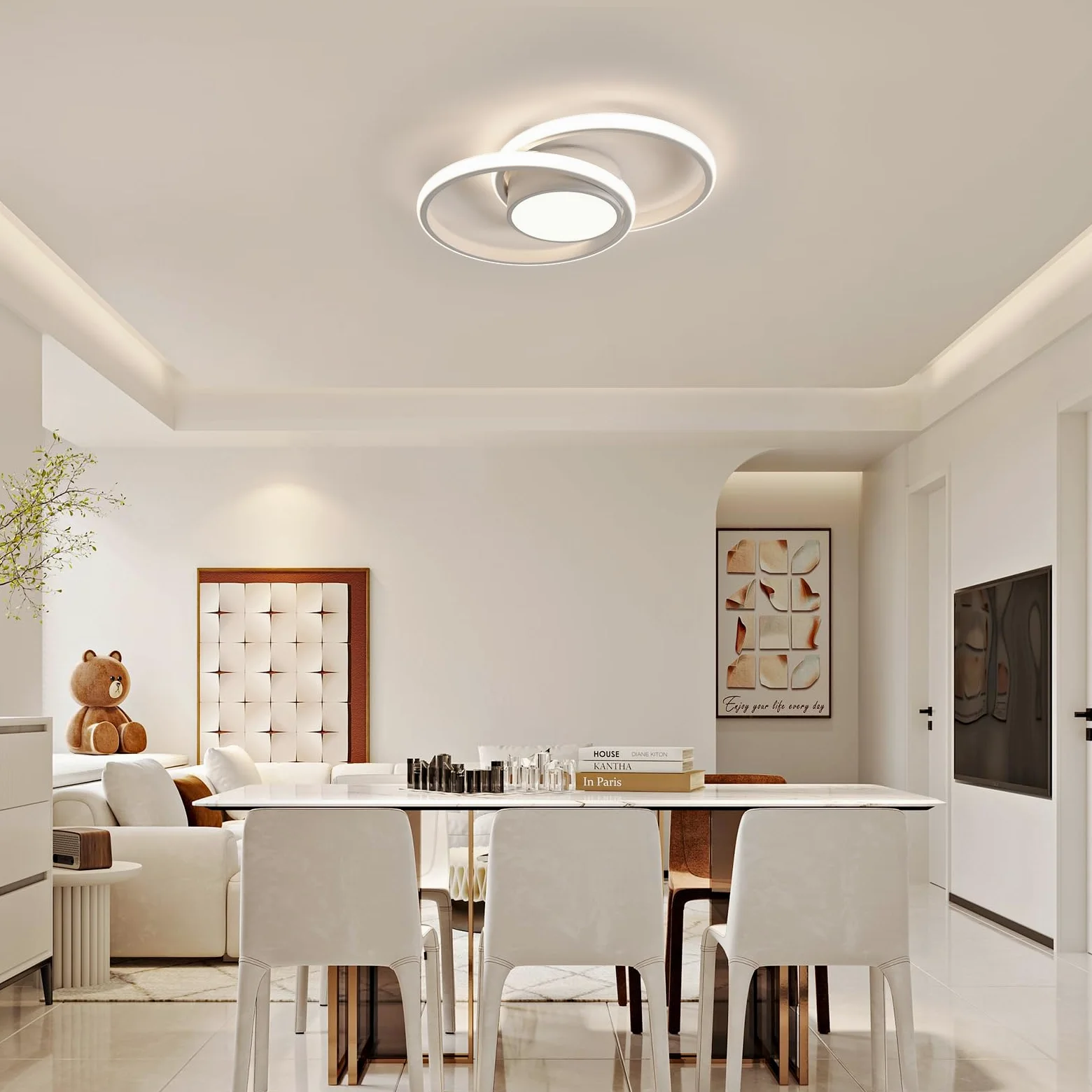 Plafoniera LED Soffitto Dimmerabile 3000K-6500K, 40W 4500LM Lampada da Soffitto Moderna con Telecomando, Lampadario Rotondo LED Bianco in Acrilico per Soggiorno, Camera da Letto, Ufficio
