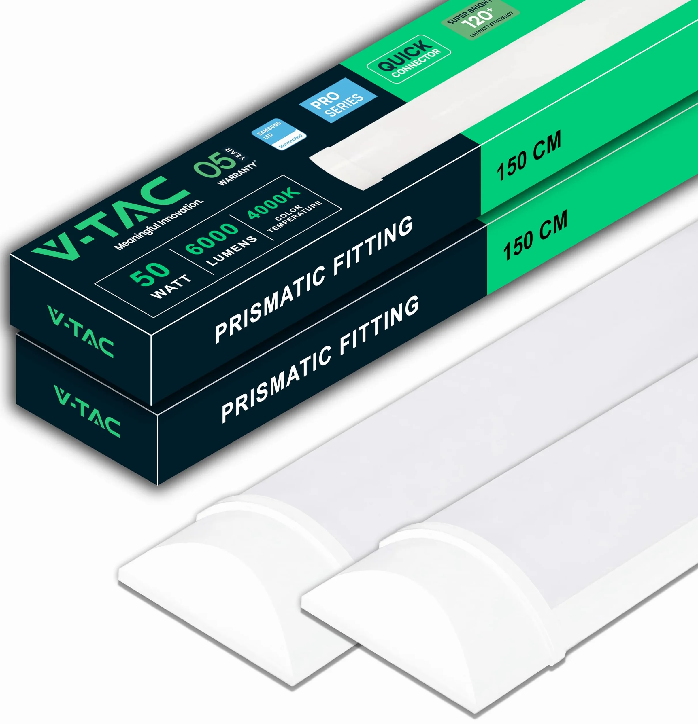 V-TAC 2x Plafoniera LED 150 CM da Soffitto o Parete - 50W - Chip Samsung - Lampada Rettangolare 6000 Lumen IP20 per Parete, Garage, Negozio,Magazzino - Plafoniere Tubo - Luce 4000K Bianca Naturale