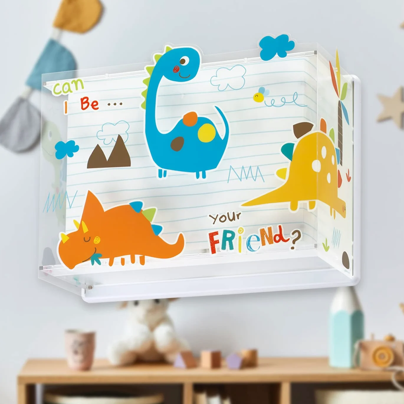 Dalber - Lampada da parete E-27, Dinosauri, Multicolore, 31 x 13 x 23.5