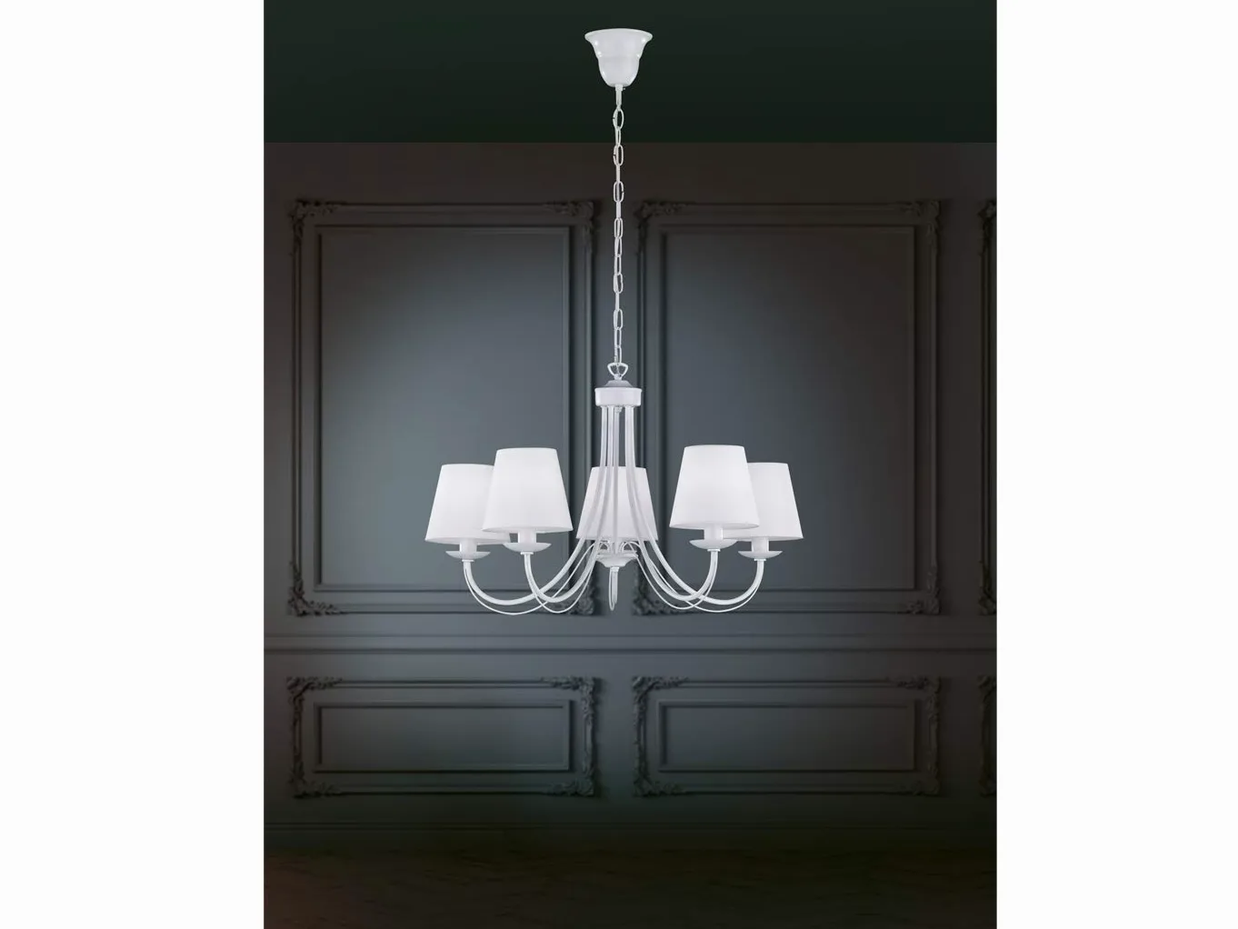 Trio Leuchten Lampadario E14, 28 W, Bianco Opaco, 66 x 66 x 150 cm