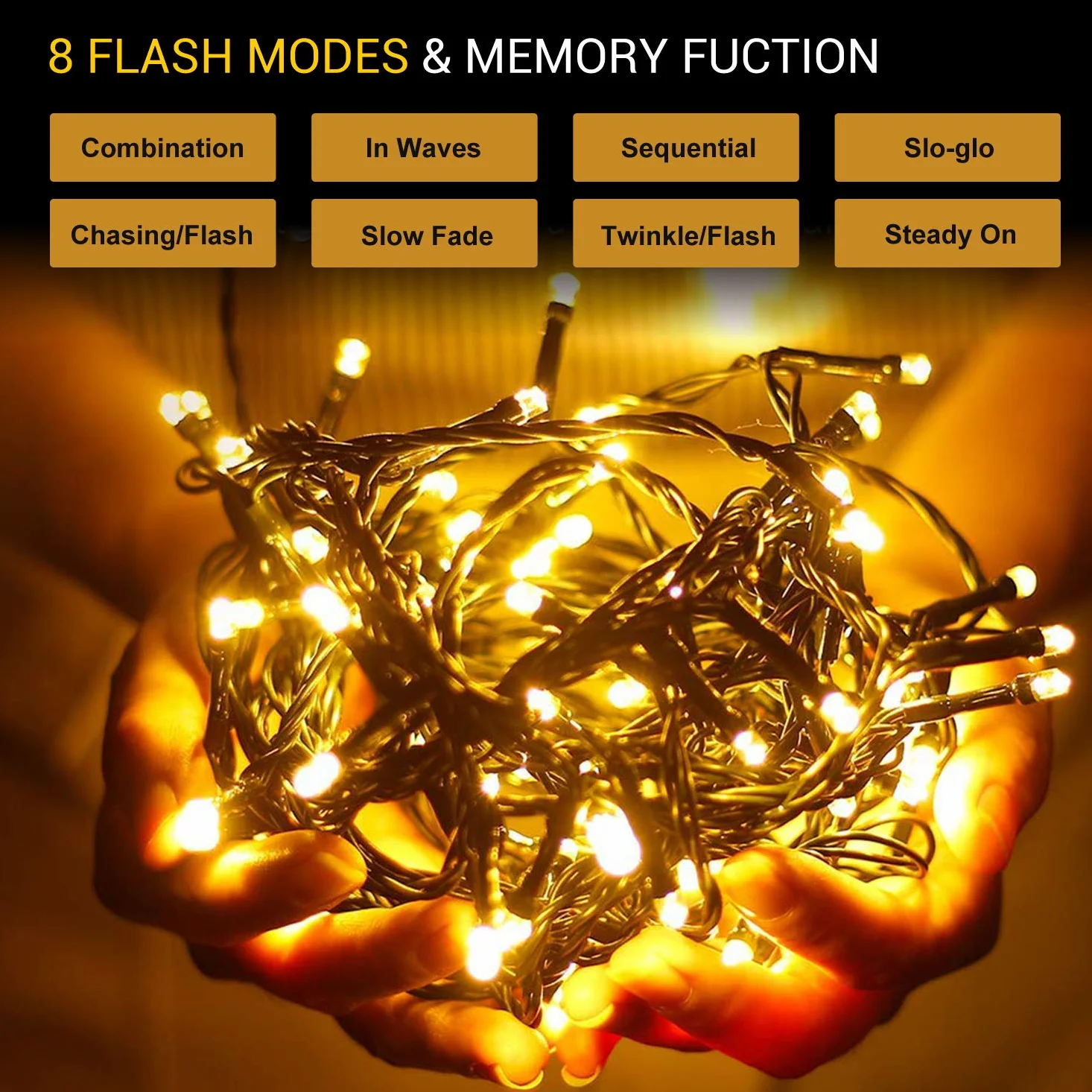 Quntis Luci di Natale da Esterno, 50M 2000 Led Luci Albero di Natale con 8 Modalità, Ip44 Luci Natalizie per Esterno Interno Casa Feste, Bianco Caldo