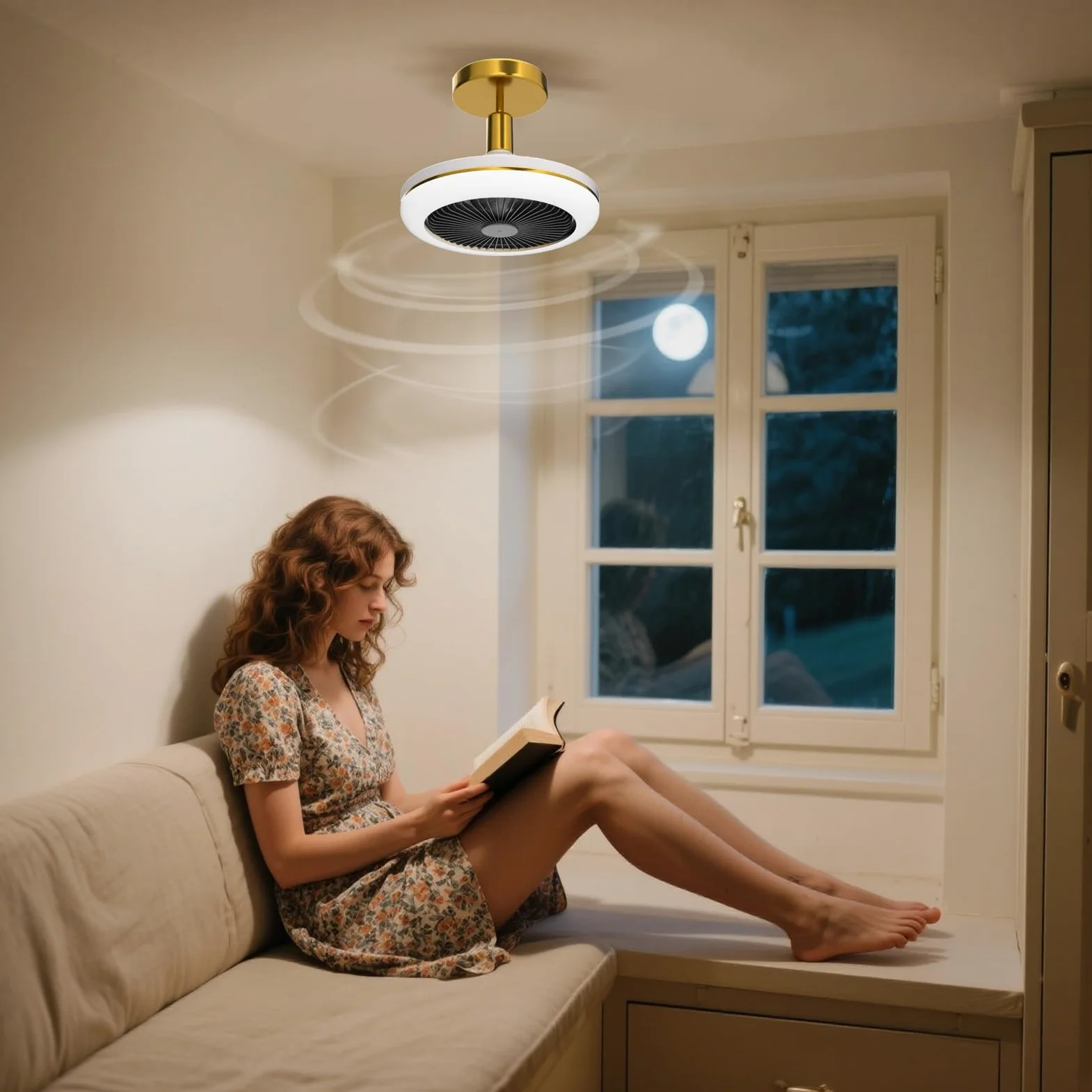 Ventilatore da Soffitto con Luce e Telecomando, E27 Plafoniera LED con Ventilatore da Soffitto Silenzioso,30W Dimmerabile 3000K/4000K/6000K, per Cucina Camera da Letto Bagno, Tempismo