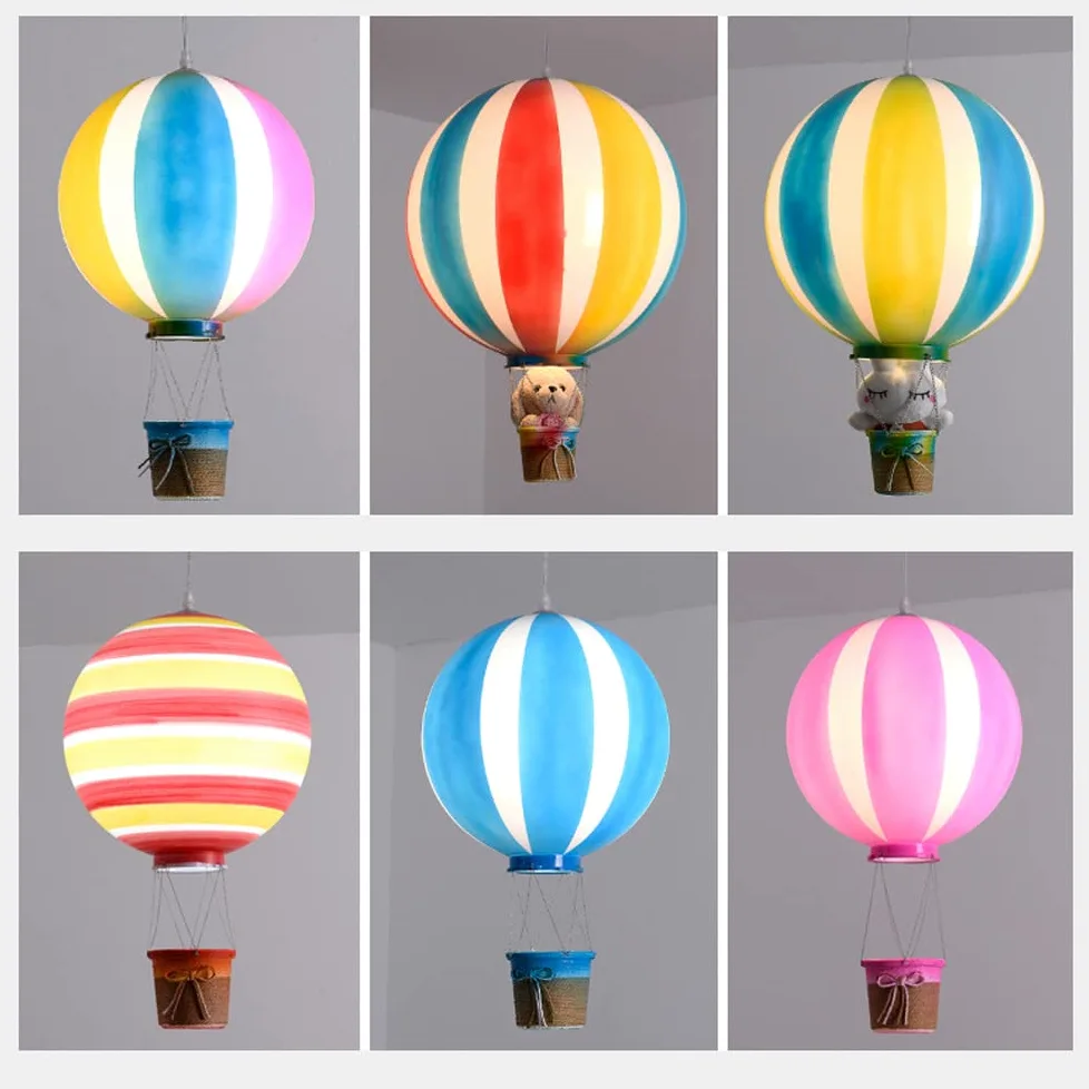 Lampada da soffitto Lampadari a sospensione a forma di mongolfiera, Decorazione boutique Lampada a sospensione a soffitto per camera da letto per ragazzi/ragazze Paralume in acrilico, Lampada a