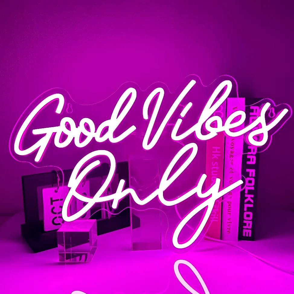 Good Vibes Only Neon Signe, Good Vibes Neon Signe Per La Décoration Murale, Belle Rose Neons Logo Per La Décoration De Chambre De Fille, FêTe, Anniversario, Matrimonio, Salone Centro Commerciale