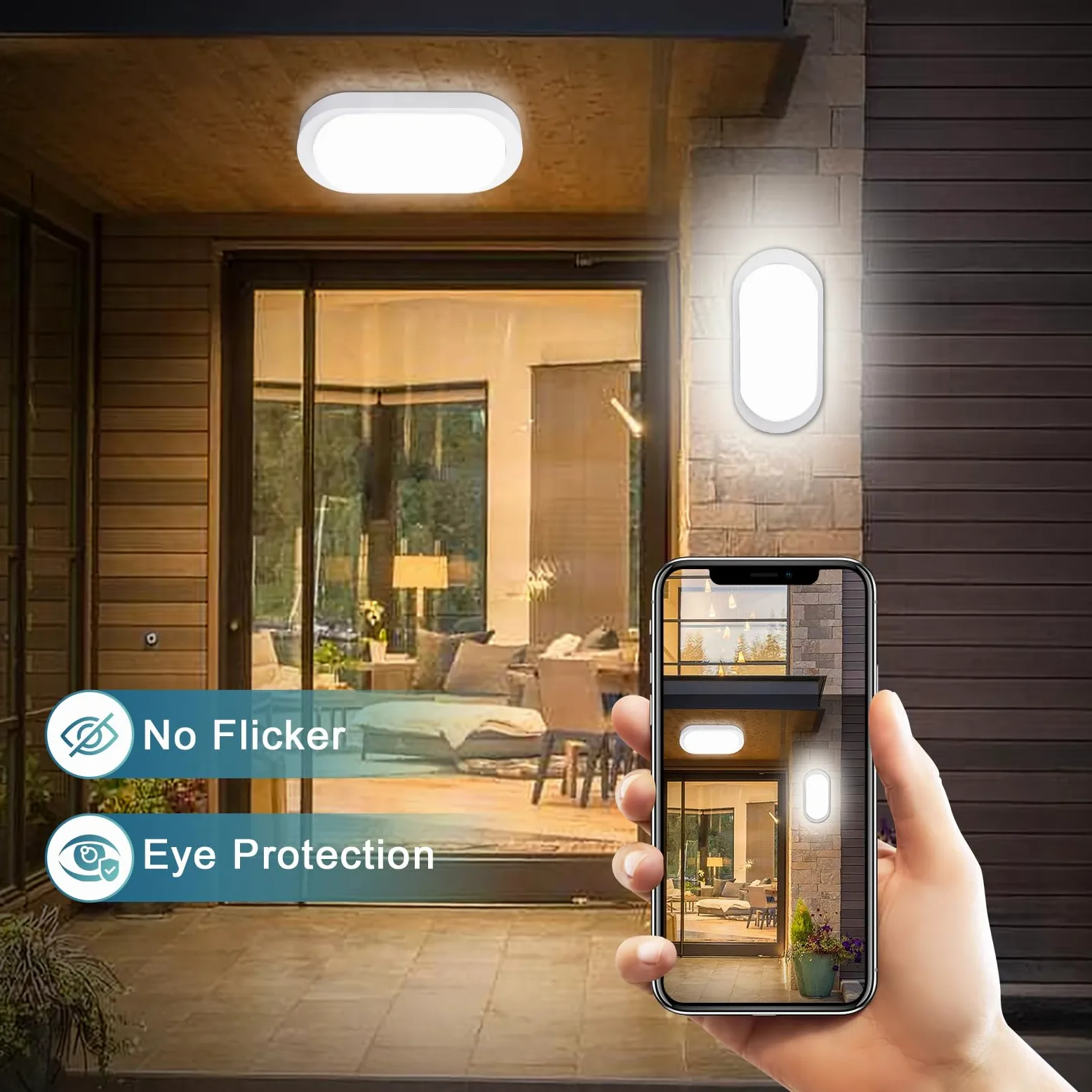 2 Pezzi Lampada LED per Cantina con Sensore di Movimento, 12W 1200LM IP65, Plafoniera LED Ovale 4000K Bianco Neutro, per Interni Umidi come Scale Garage Corridoio