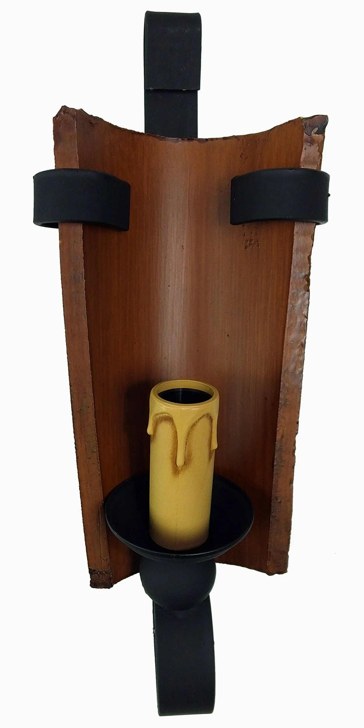 Rustiluz 49362 - Applique da parete in ferro battuto con tegola, stile rustico