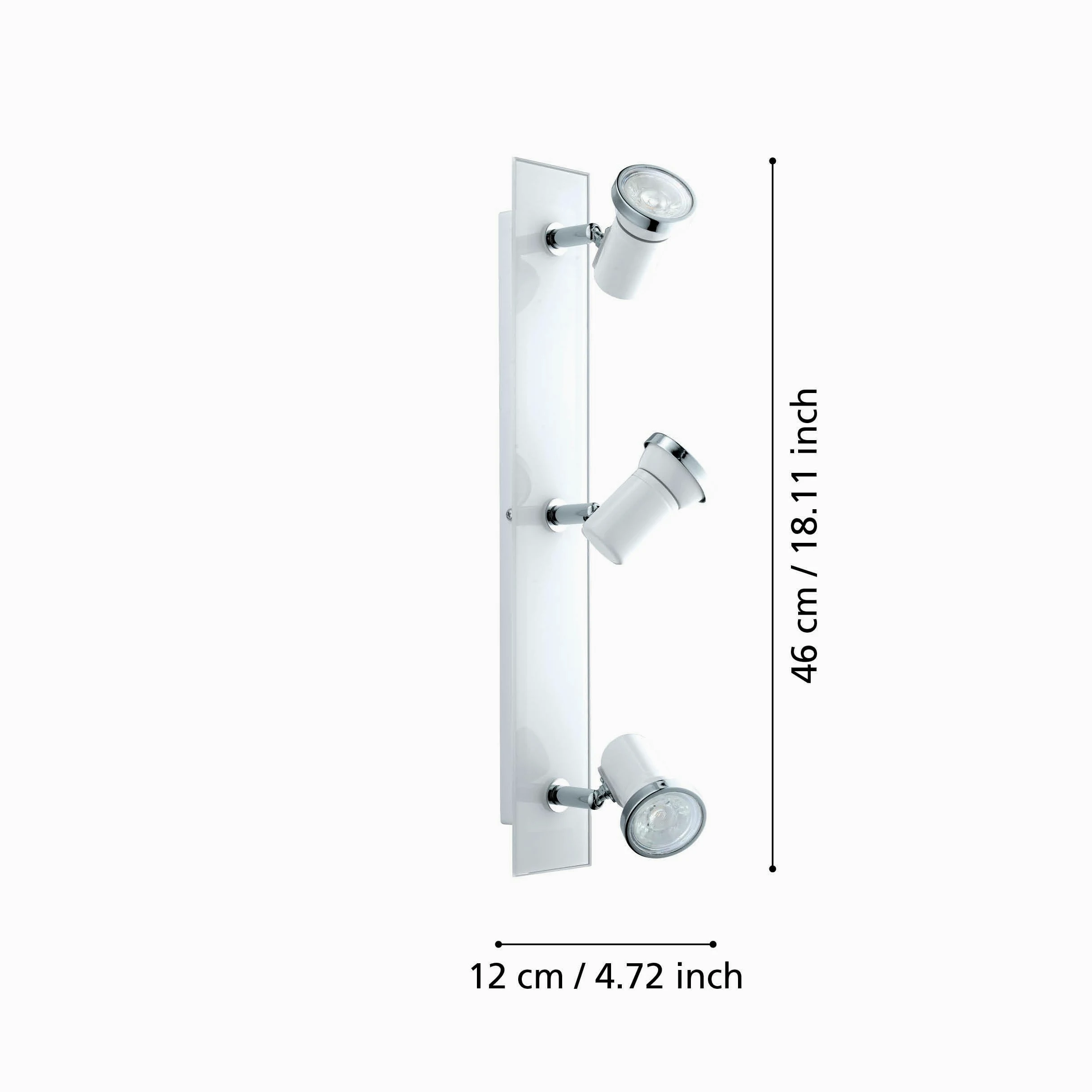 Eglo LED lampada da soffitto Tamara 1, plafoniera 3 fiamme | per bagno, lampada bagno in metallo cromato, vetro bianco, faretti da soffitto con lampadine GU10, luce calda, IP44