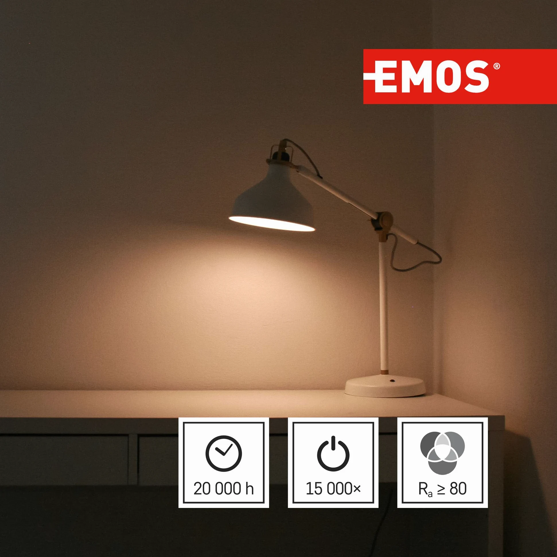 Emos * Model A +, lampadina a LED Candle 6 W E14 bianco caldo, vetro, 6 Watts, E27, trasparente, 3,8 x 3,8 x 13 cm