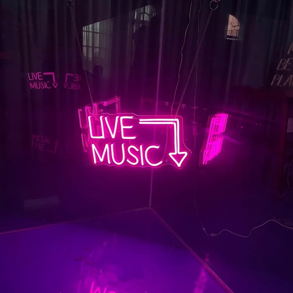 Insegna al Neon di Musica dal Vivo Barra della Musica Segno di Luce al Neon Festa in Musica LED Luce al Neon casa Camera Decorazione murale Negozio Decoro Festival Musicale luci al Neon,B