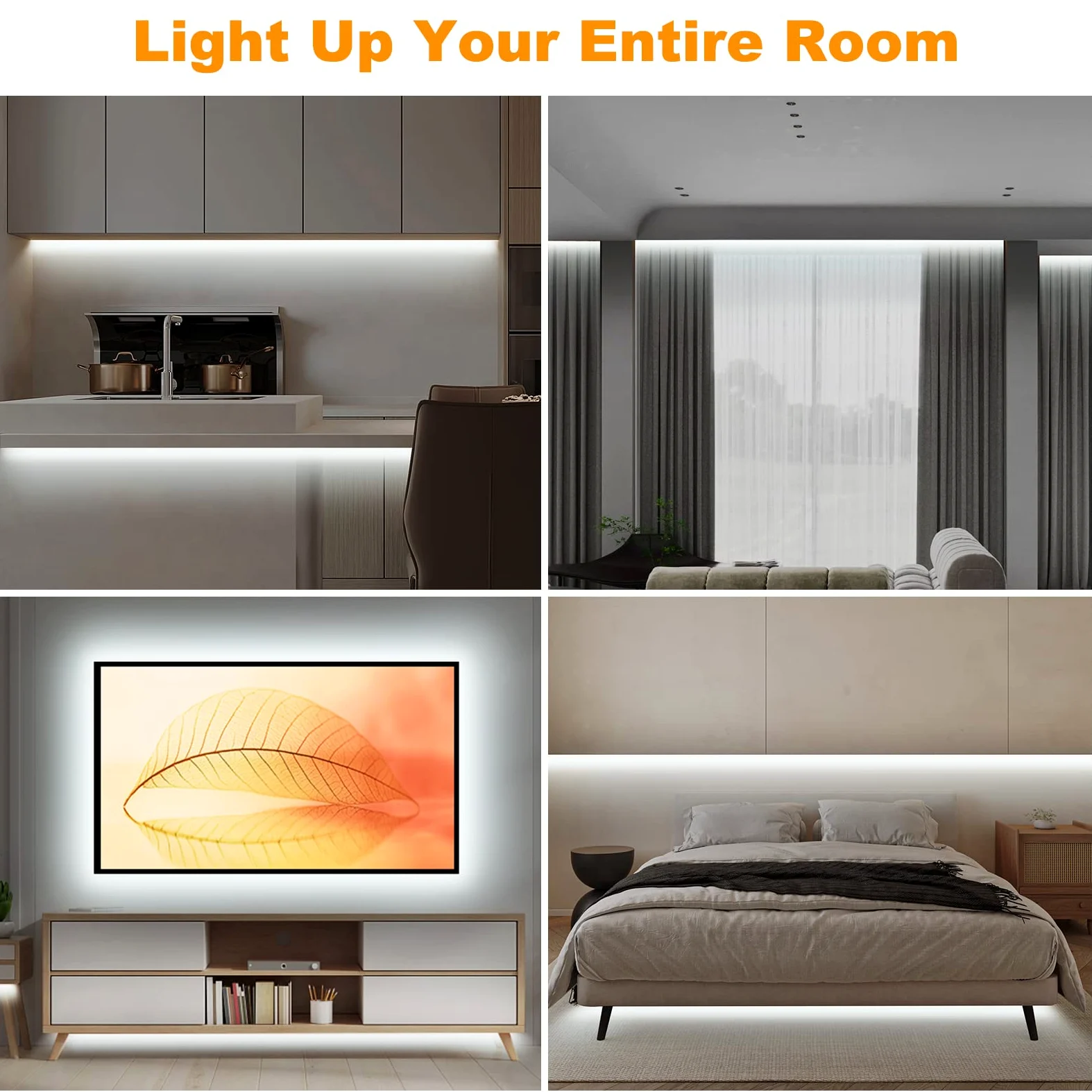Tatazone Striscia LED COB WiFi da 5 m, 6500 K, con app e telecomando, compatibile con Alexa e Google, dimmerabile, luce bianca fredda, per interni, per scale, cucina, armadio