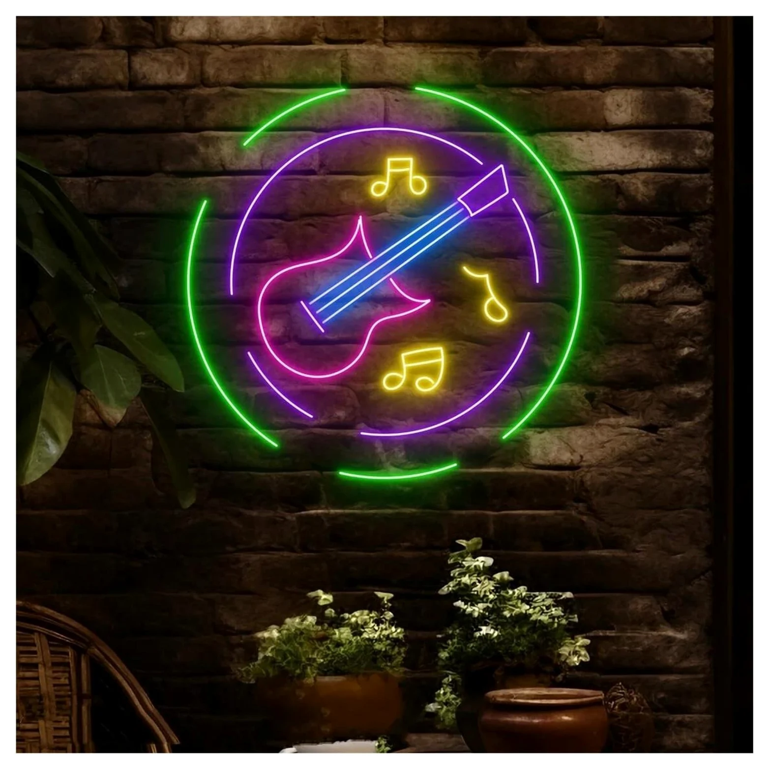 Luci al Neon Da Parete Insegna Al Neon Per Musica Per Chitarra Per Esibizioni Musicali Decorazioni Per Negozio Di Chitarre, Studio Musicale, Lampade Decorative Da Parete,45cm