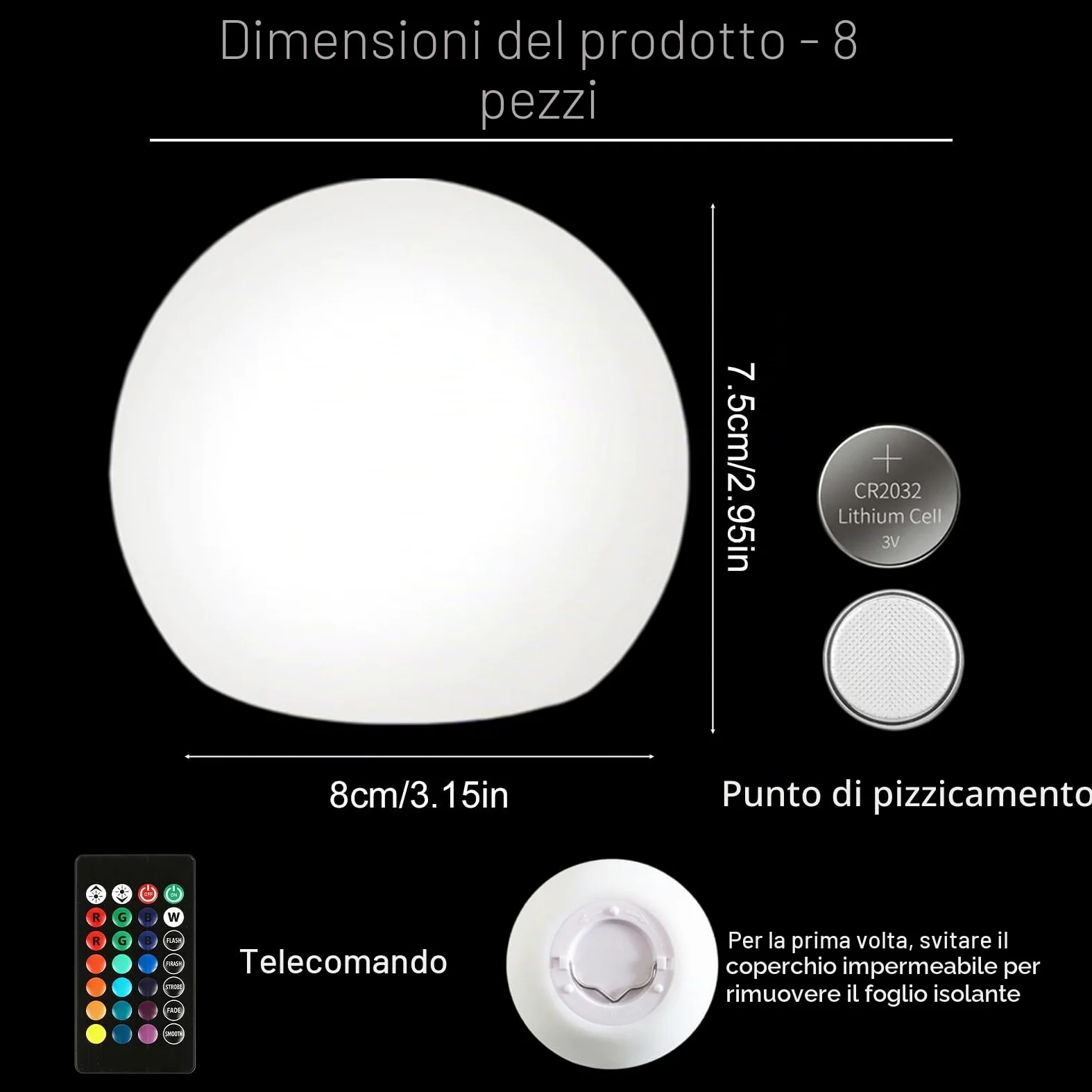 8 luci galleggianti per piscina, con telecomando, 16 colori RGB, illuminazione impermeabile IP65, luci galleggianti per piscina e feste