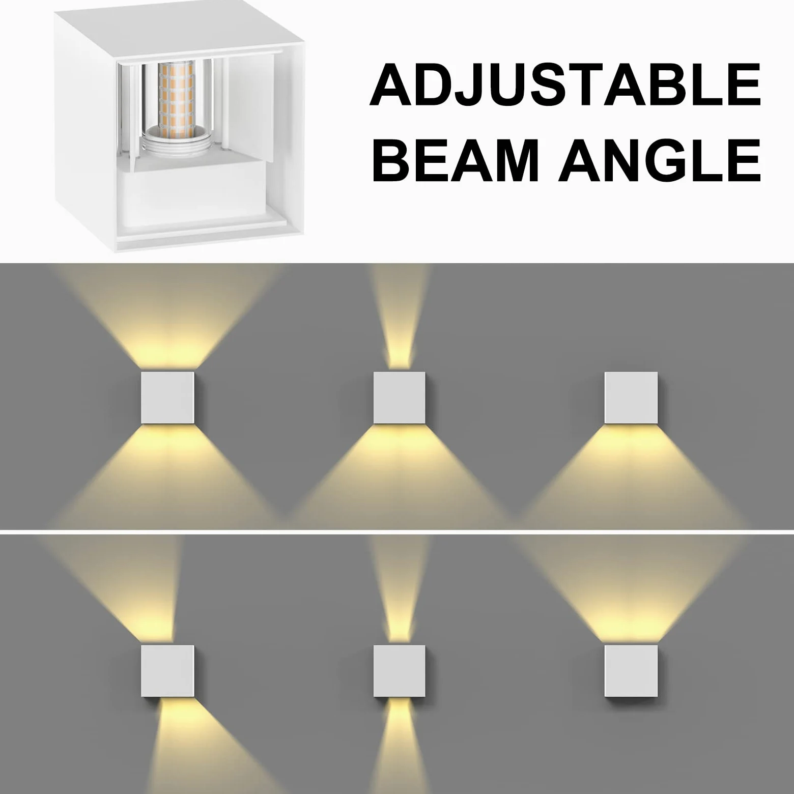 ChangM 2 Pezzi 7W Applique da Parete Esterno Interni LED Lampada, IP65 Lmpermeabili con Lampadina Sostituibile G9 LED, Bianco Caldo 3000K, Angolo del Fascio Regolabile Applique, Guscio Bianco