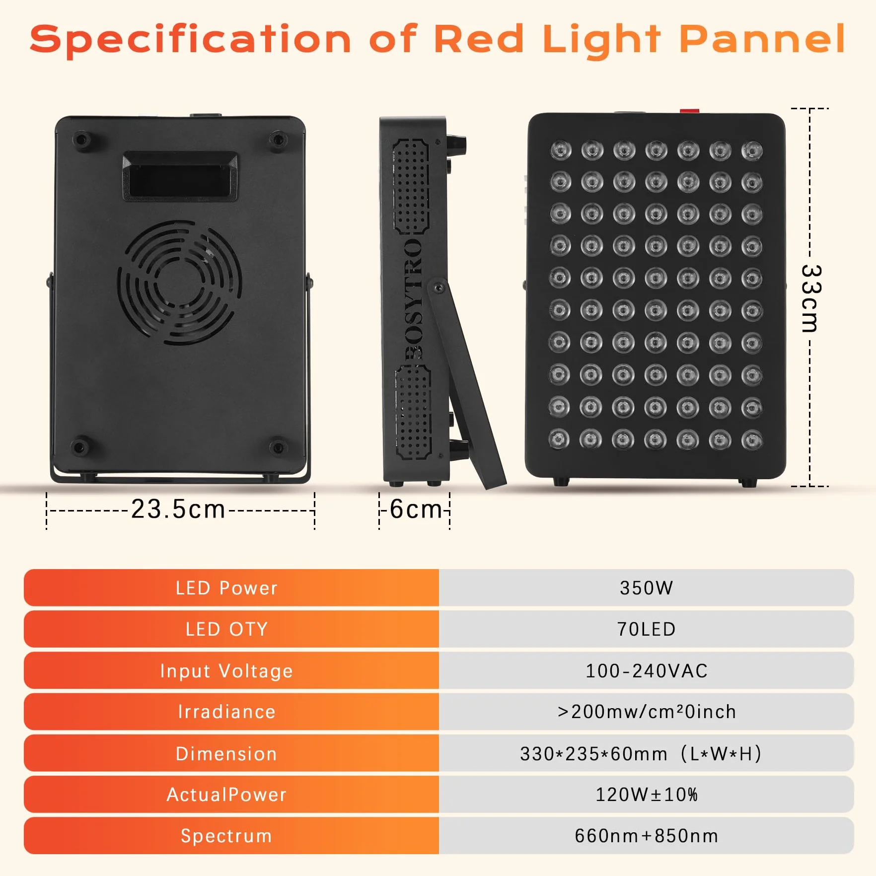 Red Light Therapy, Lampada Infrarossa 660nm & 850nm, Luce Rossa 120W Doppio Chip 70 LED, con Timer e Supporto Regolabile, Luce Rossa Terapia per Migliorare la Pelle, Alleviare il Dolore