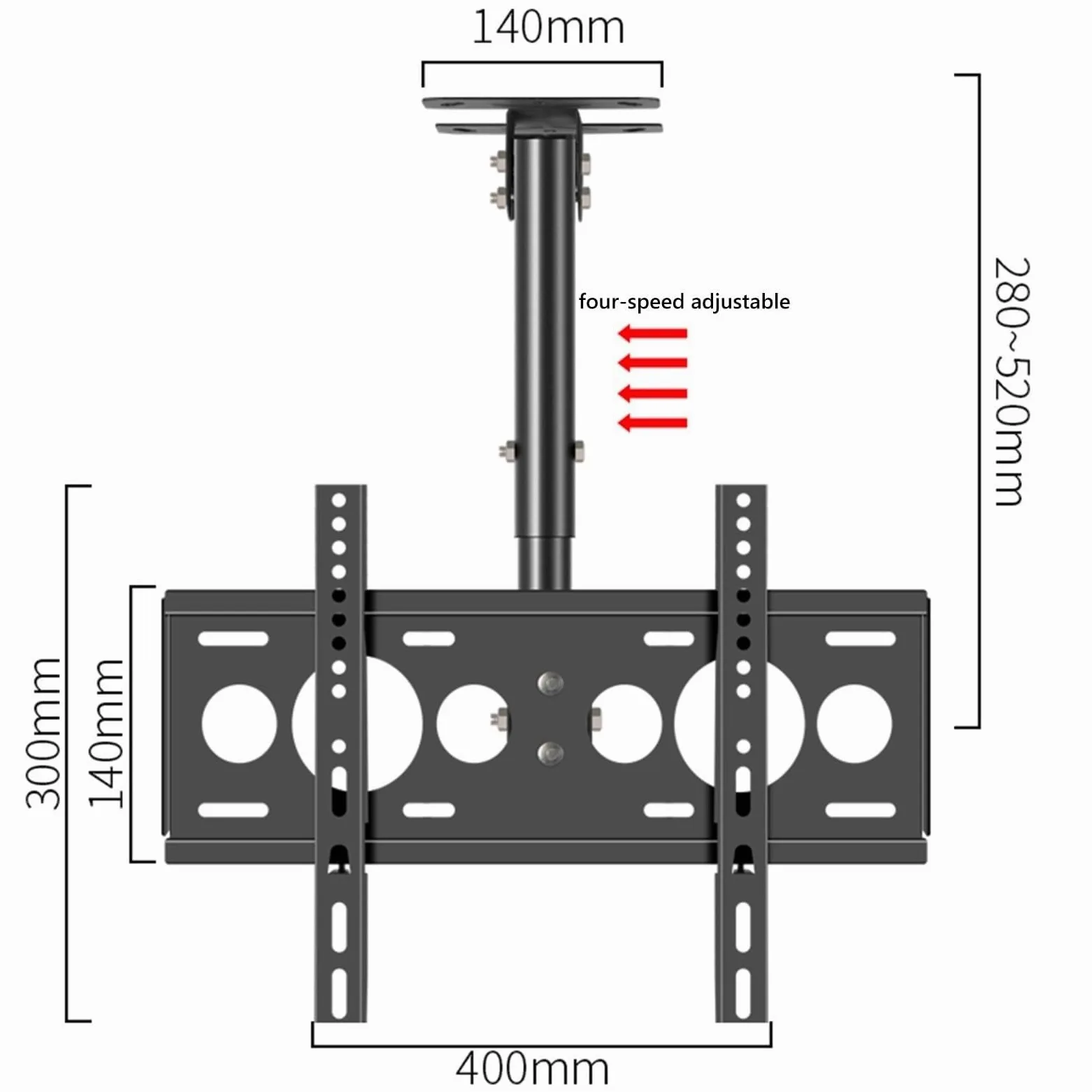 Telescopico Supporto per TV da Soffitto, Supporto TV Parete, Supporto TV Girevole E Inclinabile A 360 Gradi per TV da 27 A 55 Pollici, Supporta Fino A 66 Libbre/30kg