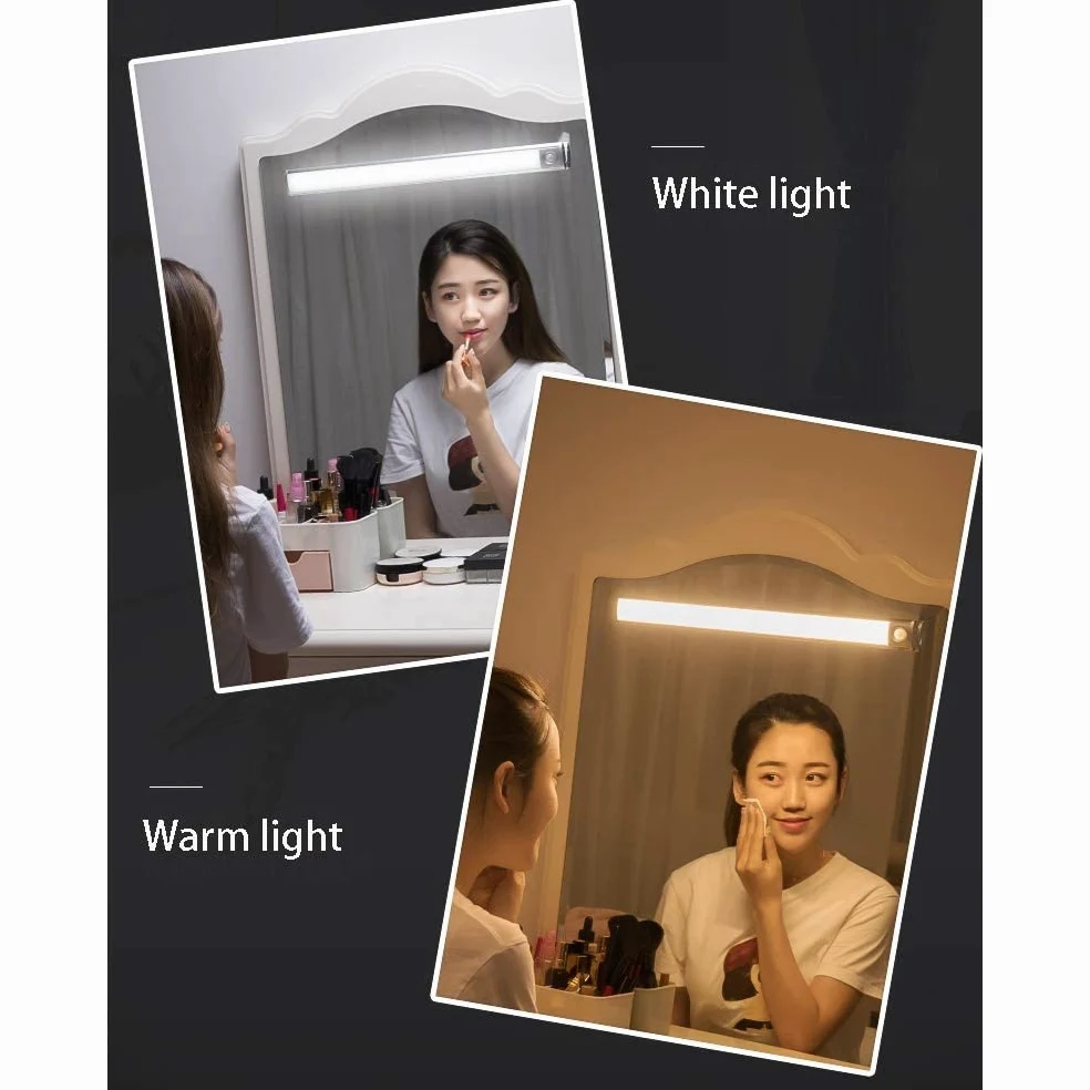 Lampade a Specchio da Bagno Lampade a Specchio Led Fari Ricaricabili a Induzione Trucco Specchio Bagno Wireless Punzonatura Senza Fili per il Bagno Staccabile Luci Della Parete Leggera/Warm Lig