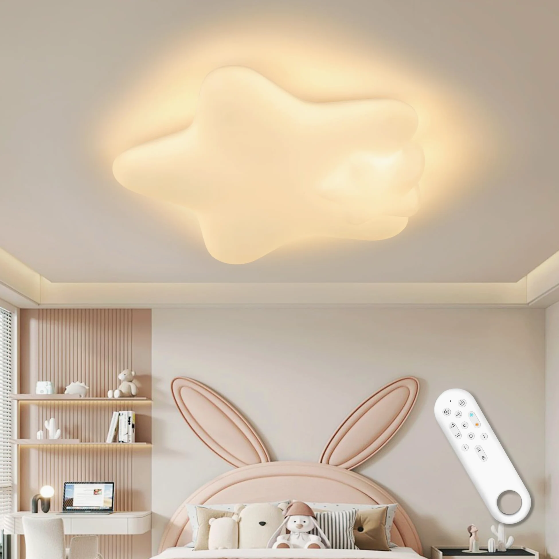 Lampadario Cameretta Bambini 48CM, Lampadario LED Dimmerabile | Plafoniera LED Soffitto Dimmerabile 3000K-6000K per Camera da Letto,Soggiorno,Salone,Camera dei Bambini,50W con Telecomando
