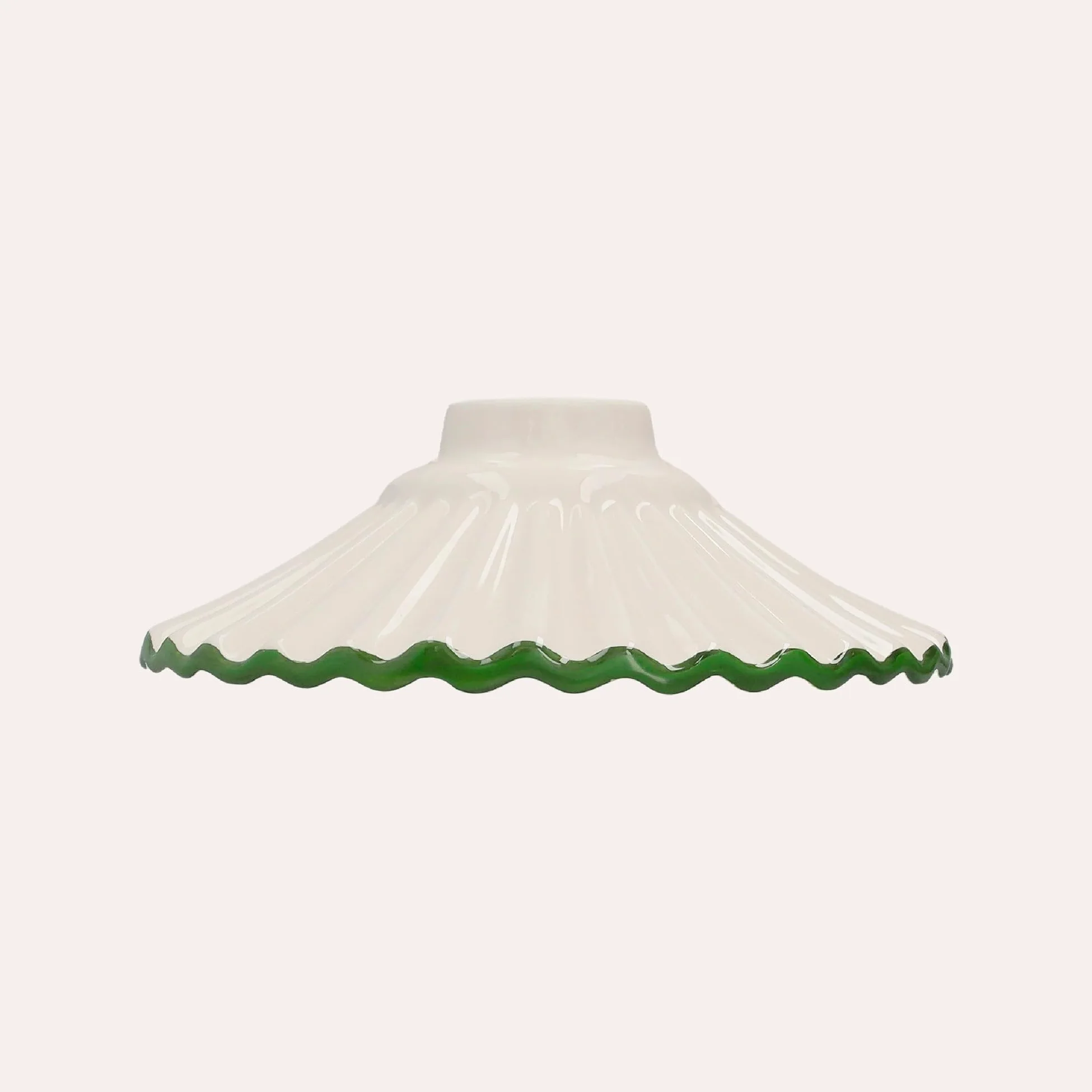 KEYHOME | Paralume in Ceramica Bianca con Bordo Verde