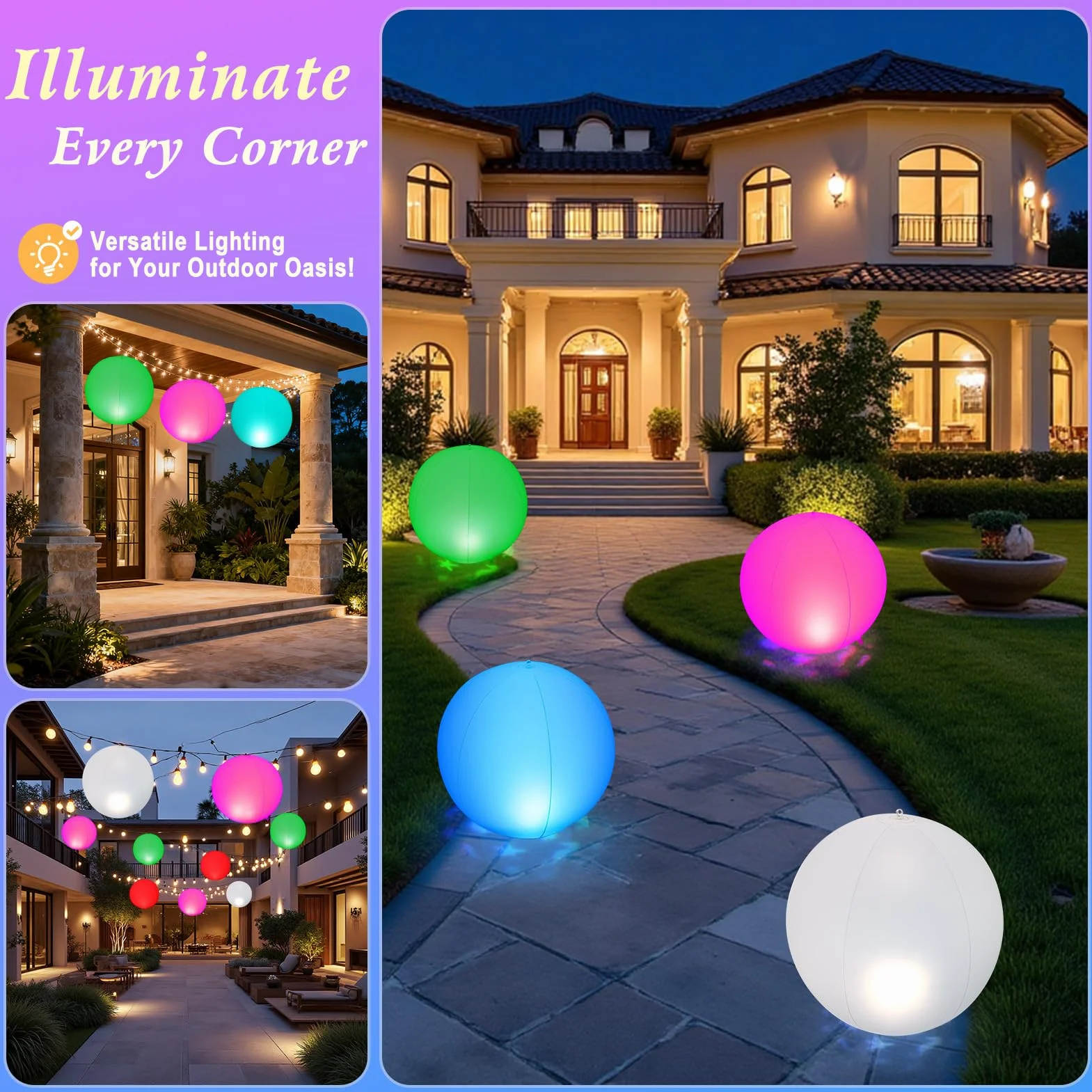 Luxfero Luci Galleggianti per Piscina a Solare,Palla Luminose per Piscina Gonfiabili,Luci Piscina Impermeabili IP68 per Laghetto,Delle Luci LED Piscina per Proiezione Animali da Giardino - 2 Pezzi