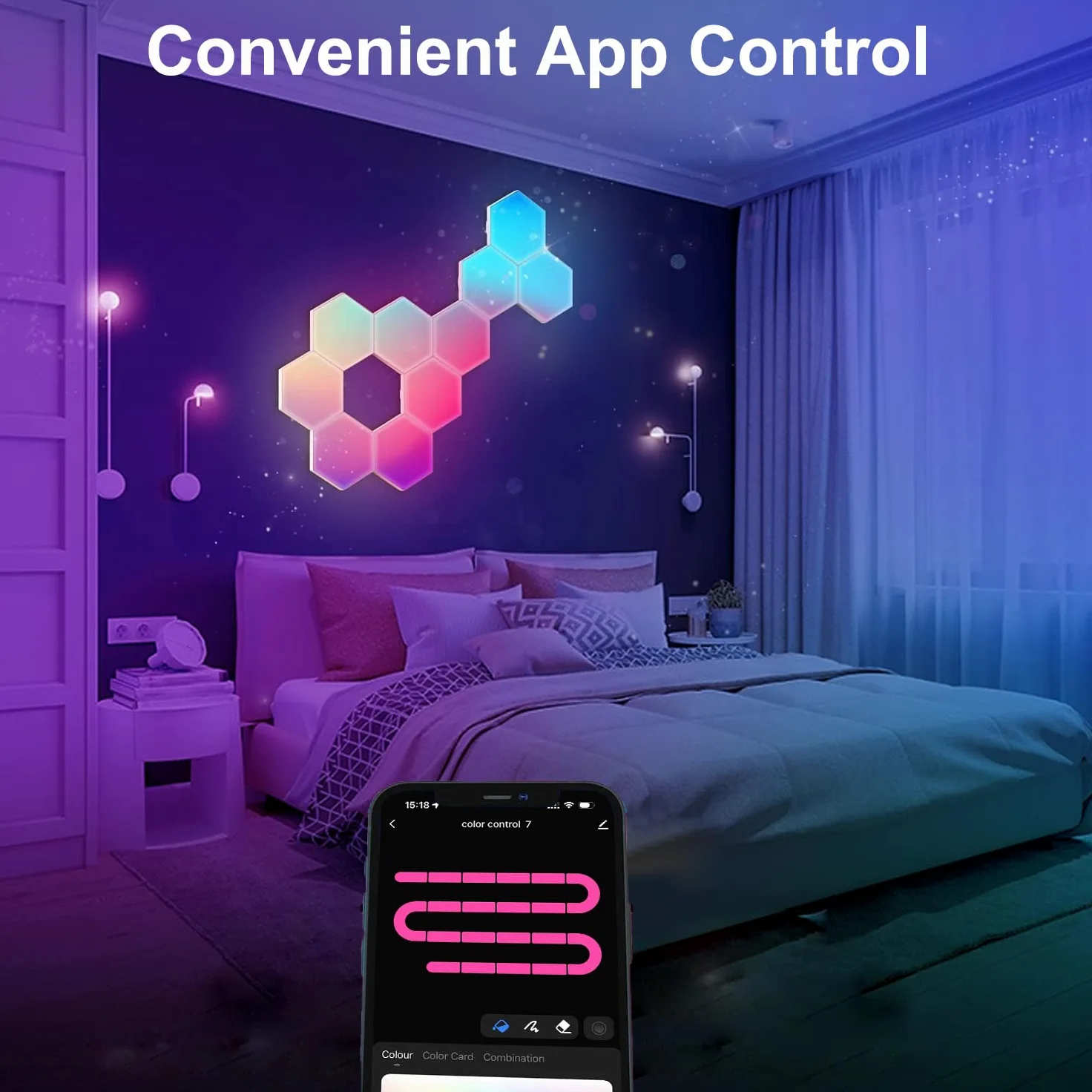 Grandi Pannelli LED Gaming per Camera da Letto, Smart Home Applique LED da Parete Interno RGBIC Funziona con Alexa Google Assistant, Controllo Vocale/App,Lampada Gaming Sincronizza con Musica,10 Pezzi
