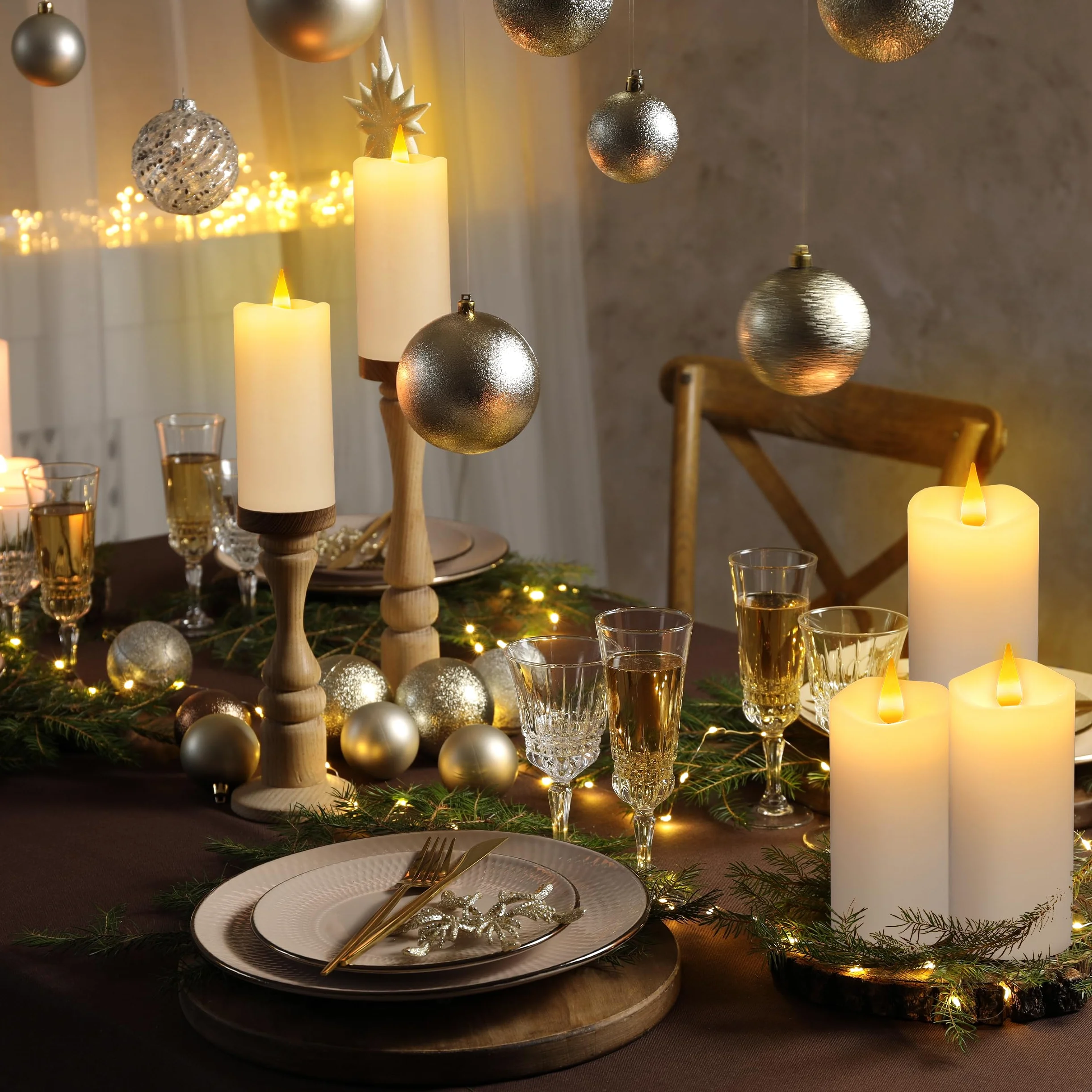 Candele ricaricabili senza fiamma con telecomando e timer, confezione da 9 candele LED tremolanti USB rivestite con vera cera per Halloween, Natale, casa, matrimoni e festività (sei