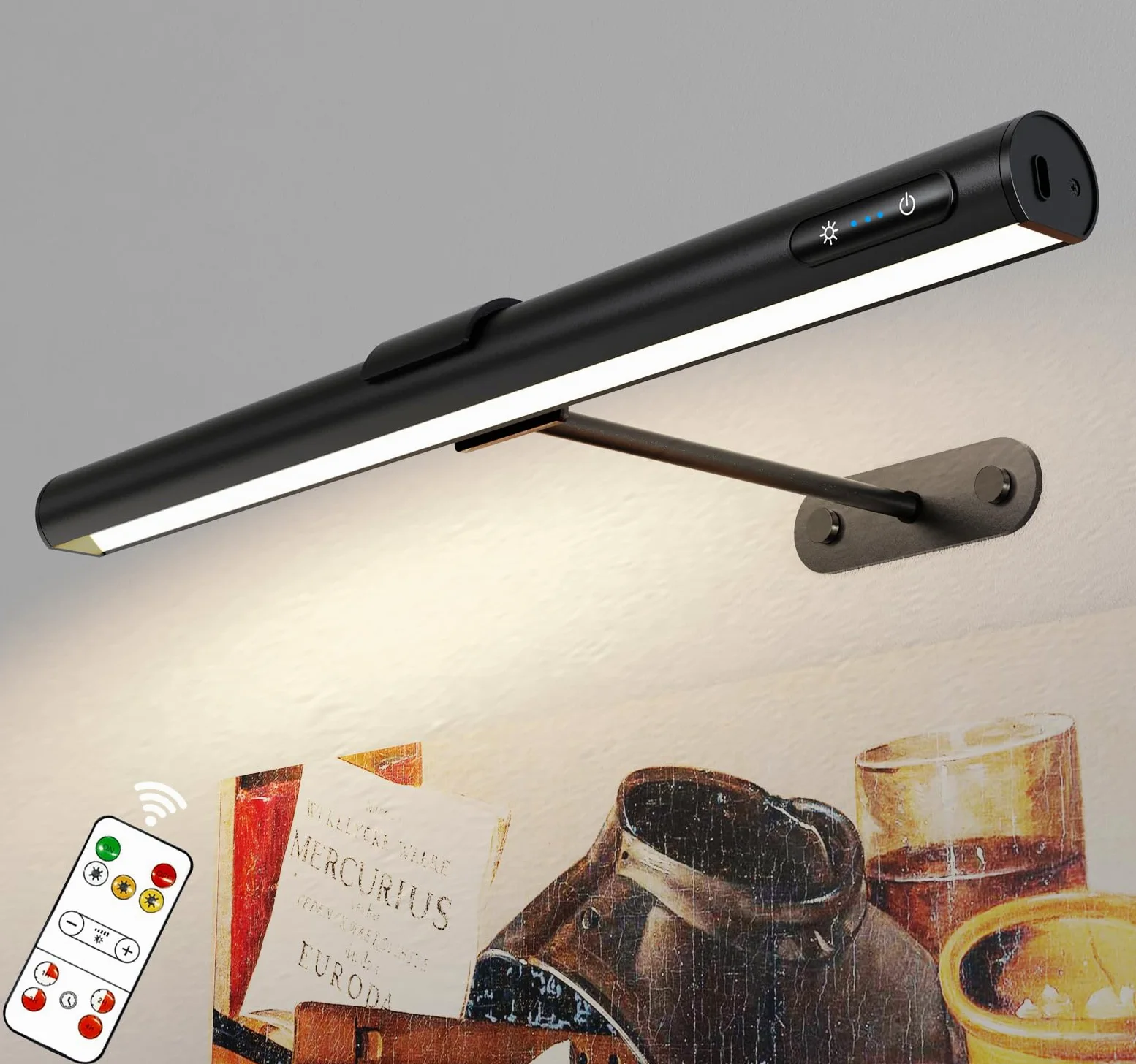 GOVSSING Lampada fotografica senza fili con telecomando, 40 cm, senza fili con 3 modalità di illuminazione, 4000 mAh, cornice ricaricabile con timer, lampada fotografica per dipingere foto