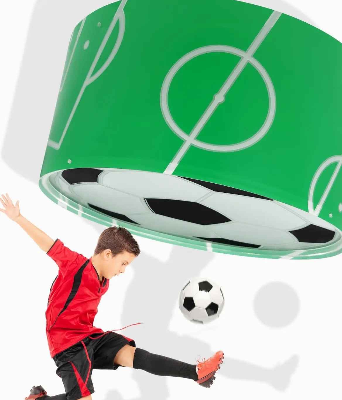 Plafoniera per bambini Dalber Football, Pallone da calcio, Sport, plafoniere per bambini, 41736M, E27-2 x 15W, verde