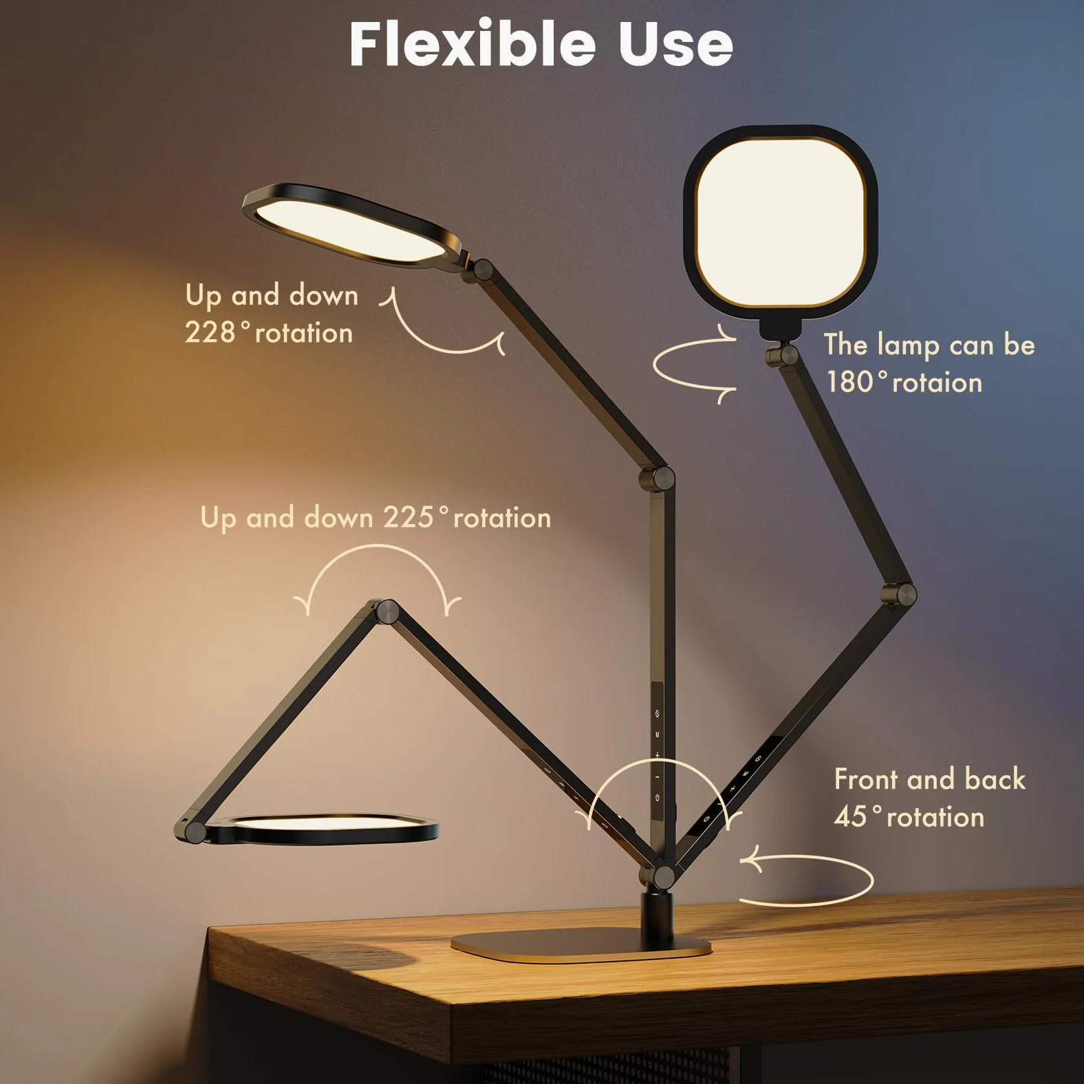 LitONES Lampada da scrivania a LED per casa e ufficio, 15 W, con braccio oscillante, funzione memoria e timer