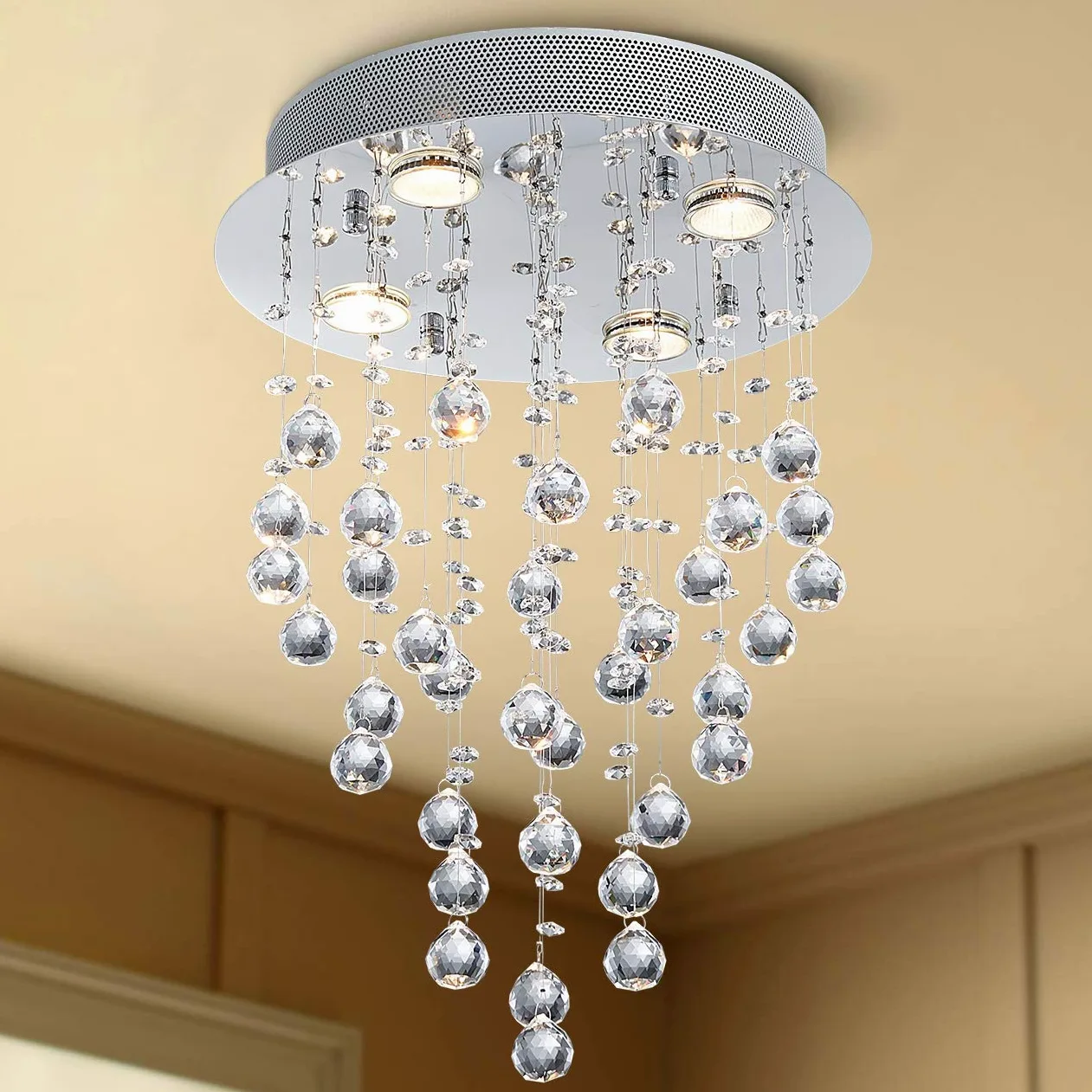 BESTIER moderno lampadario di cristallo goccia di pioggia illuminazione montaggio a filo plafoniera a LED apparecchio lampada a sospensione per sala da pranzo bagno camera da letto soggiorno